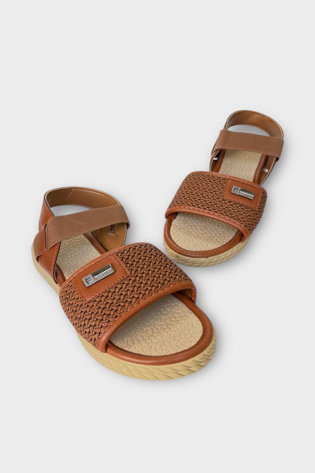 Kadın Hasır Tek Bant Lastik Detaylı Sandalet TABA - Görsel 5