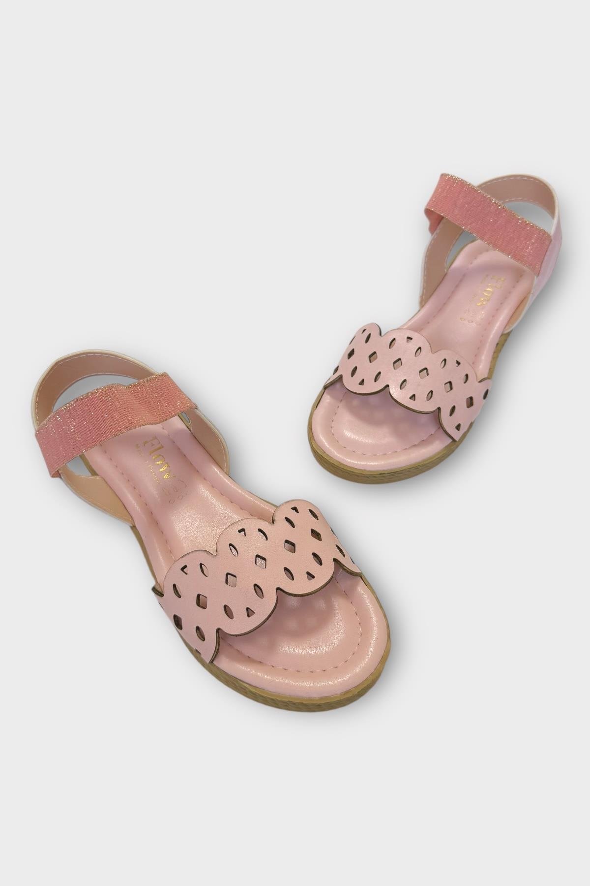 Kadın Tek Bant Lastik Detaylı Lazer Kesim Yazlık Sandalet PUDRA - Görsel 3