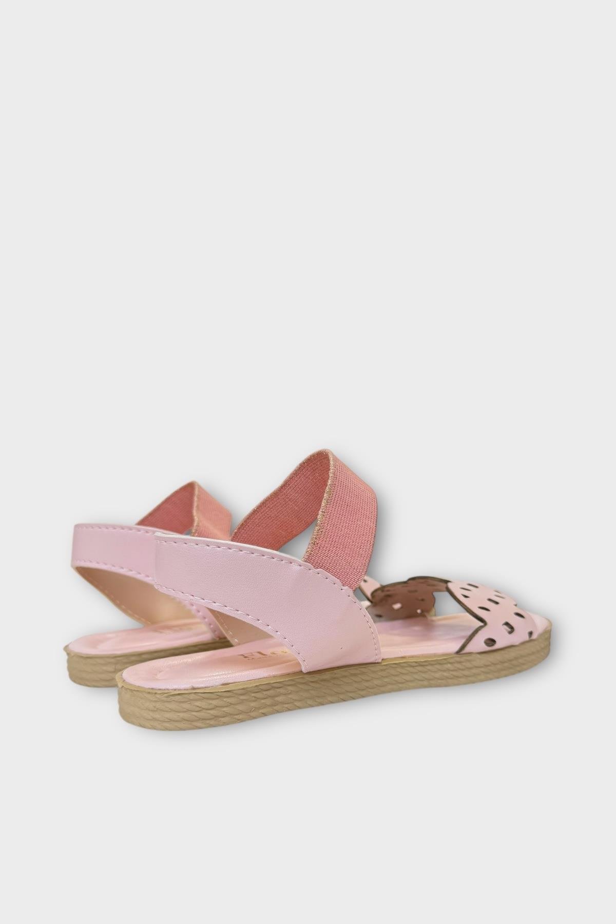 Kadın Tek Bant Lastik Detaylı Lazer Kesim Yazlık Sandalet PUDRA - Görsel 6