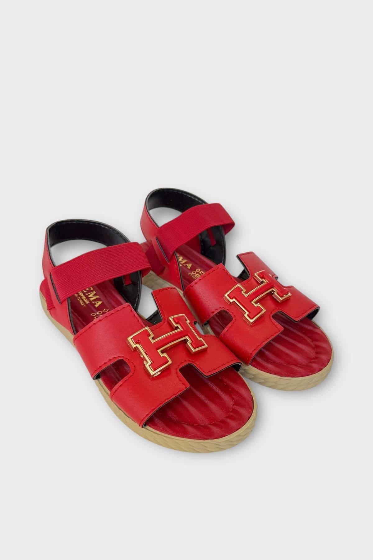 Kadın Önü ve Arkası Açık Yazlık Sandalet KIRMIZI - Görsel 5