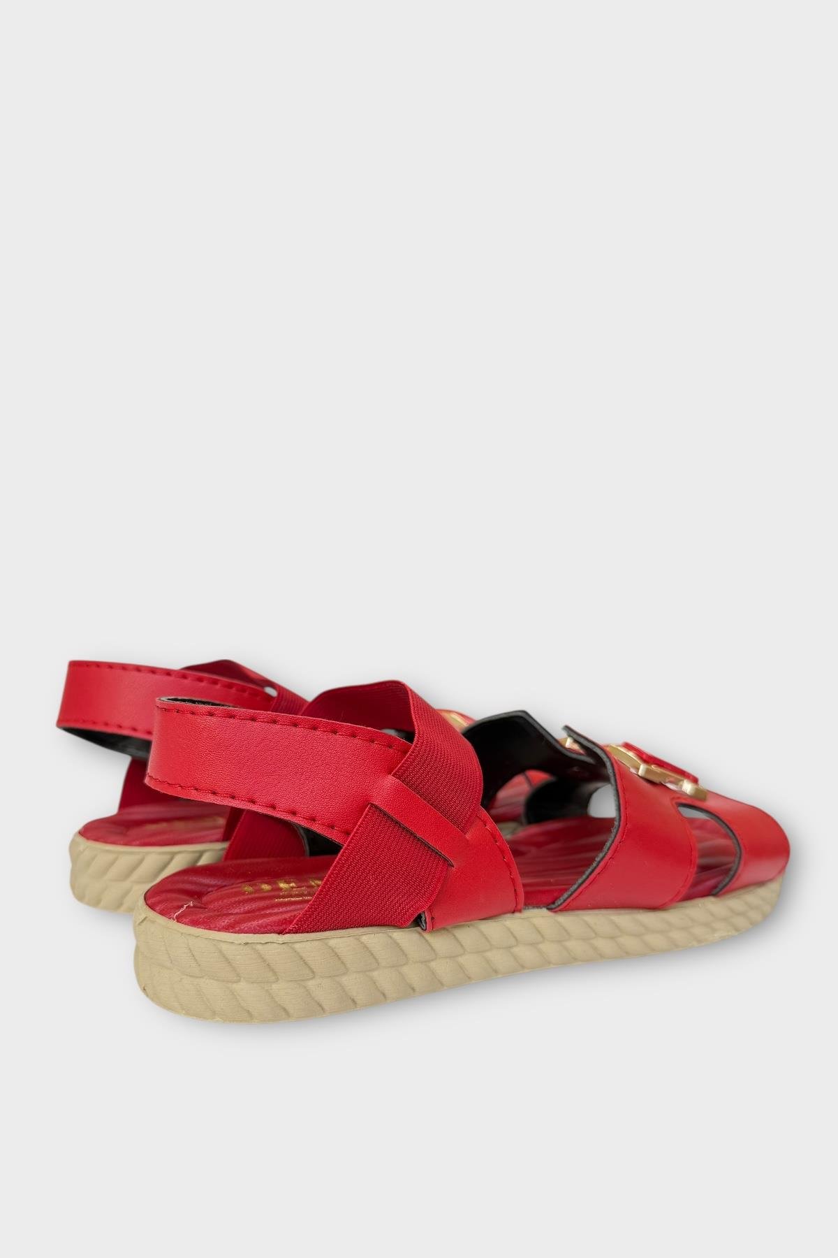 Kadın Önü ve Arkası Açık Yazlık Sandalet KIRMIZI - Görsel 6