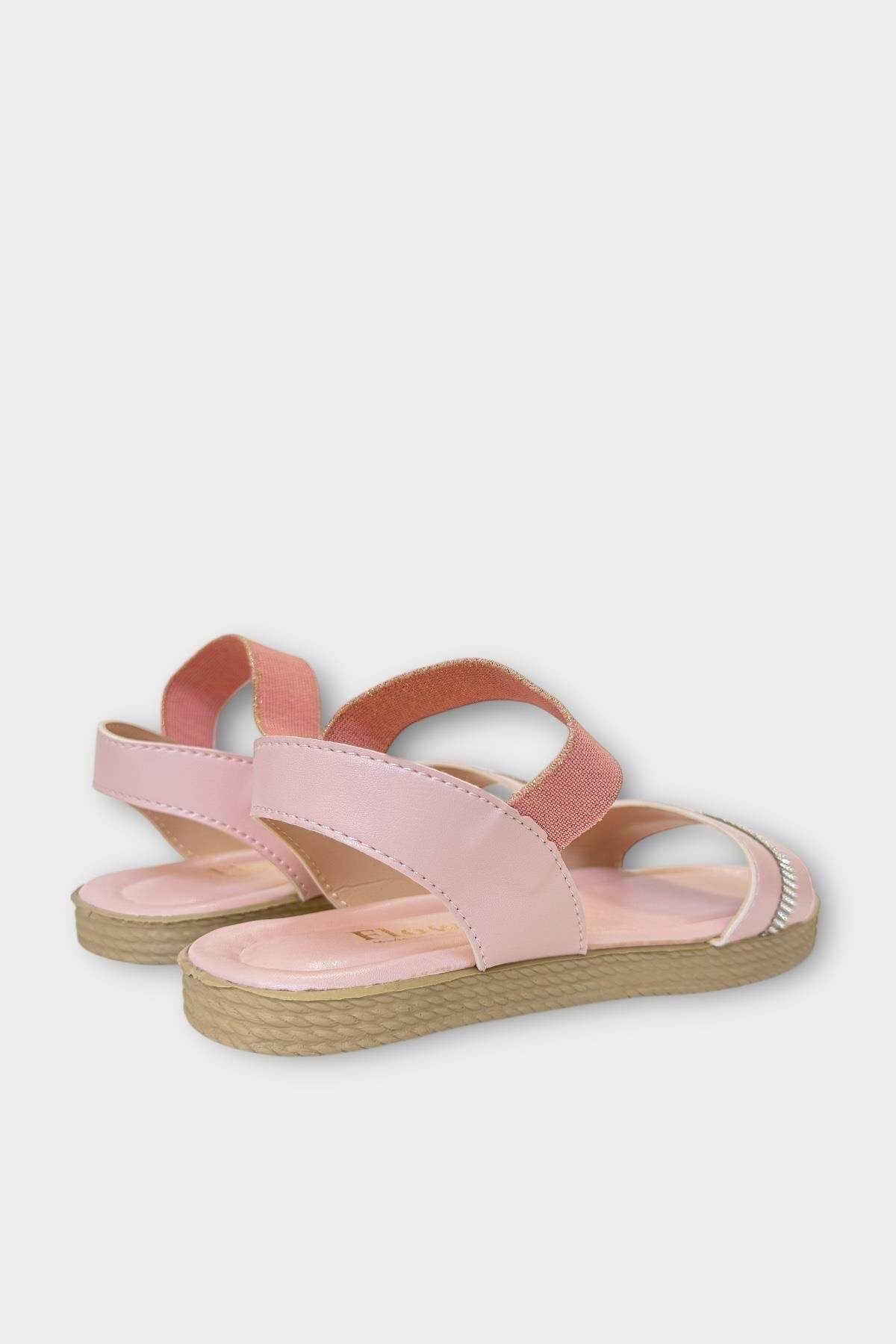 Kadın Taşlı Tek Bant Lastik Detaylı Sandalet PUDRA - Görsel 6