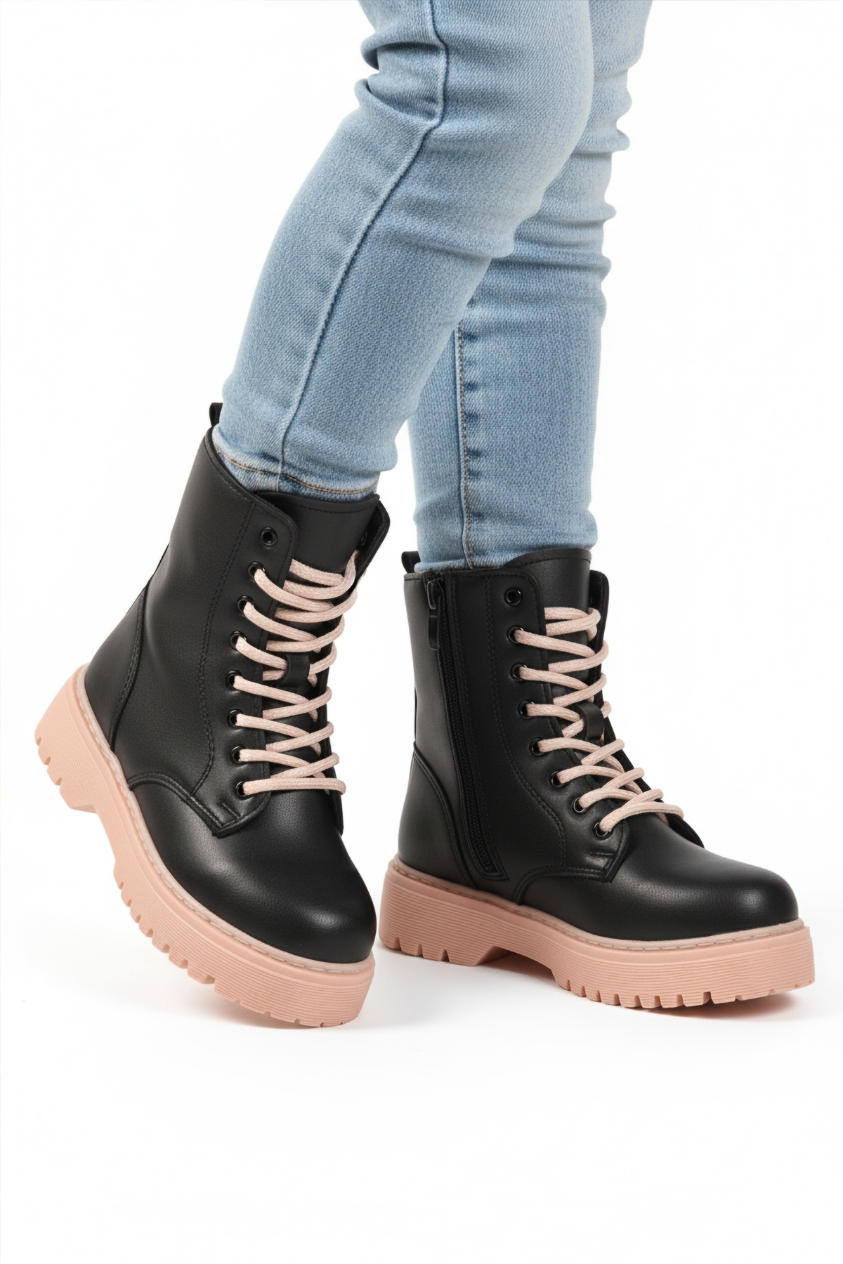 Siyah Pudra İçi Polarlı Bağcıklı Fermuarlı Kaymaz Kız Çocuk Bot Dale 05 F - Görsel 2