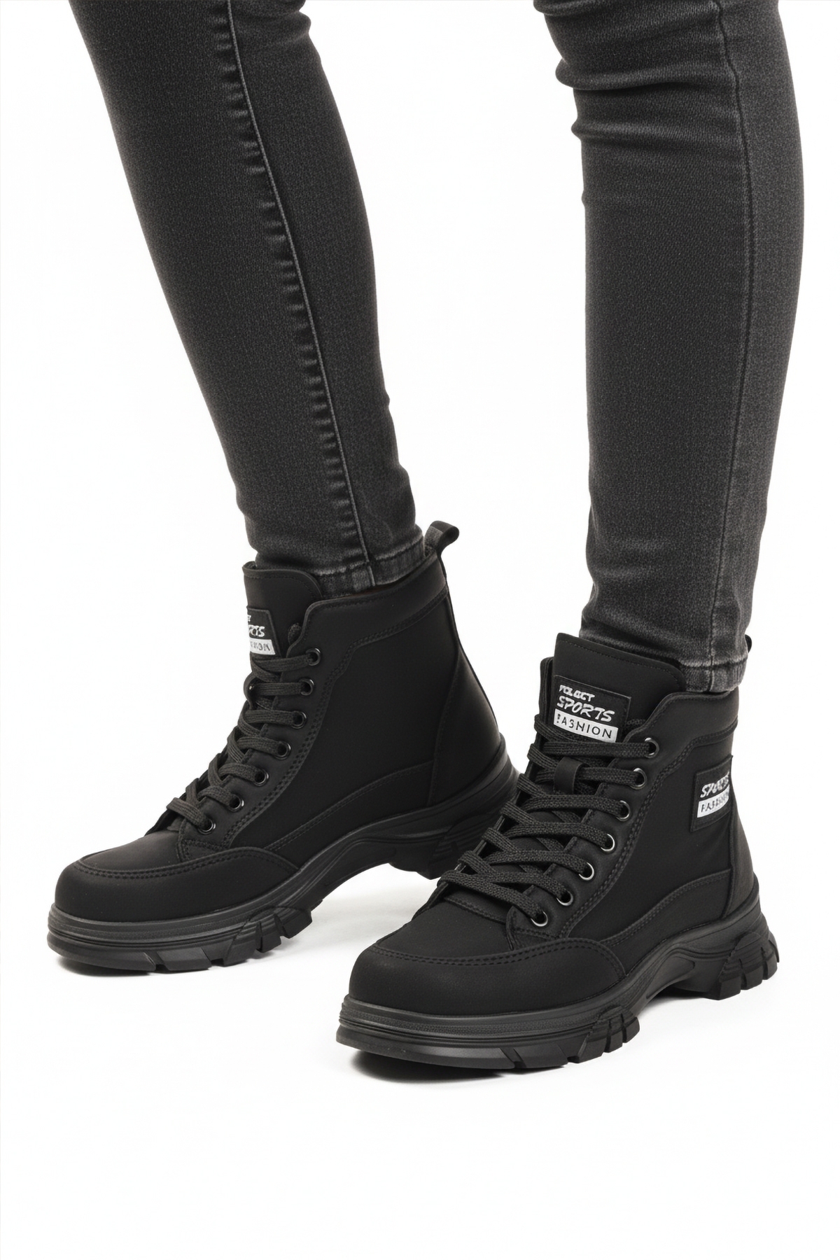 Siyah Nubuk İçi Kürklü Kaymaz Taban Fermuarlı Bağcıklı Kadın Bot 24090 Z - Görsel 2