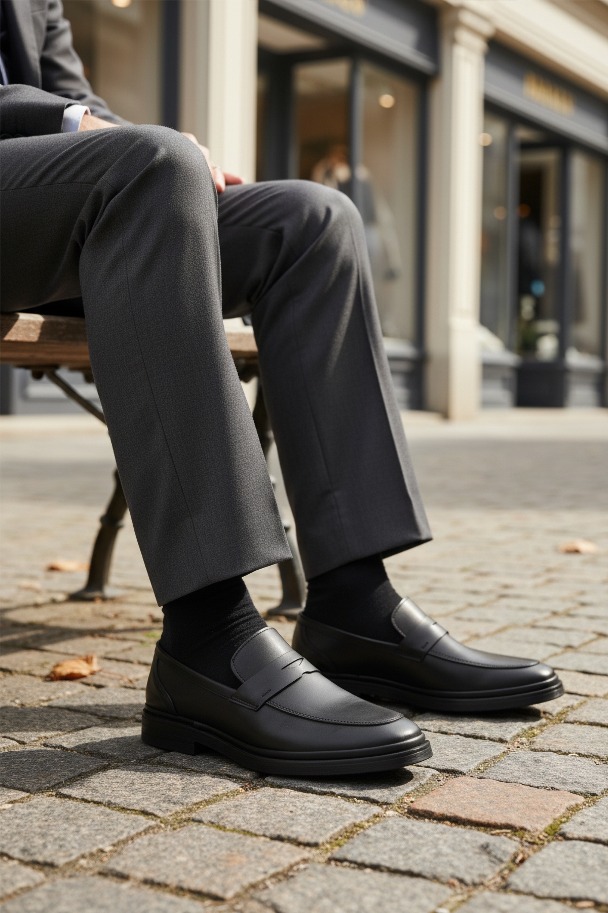 Siyah Hakiki Deri Erkek Casual Ayakkabı DSN 2033 M - Görsel 4