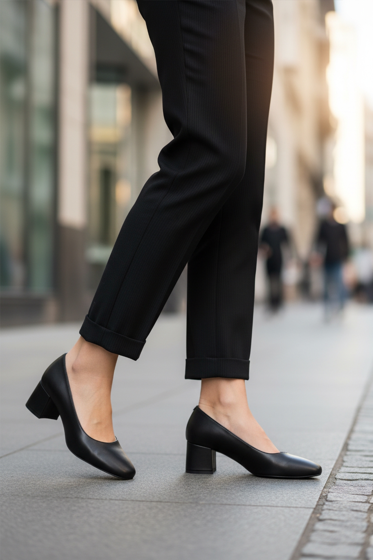 Siyah Cilt Kalın Topuklu Kadın Abiye Ayakkabı 695042 Z - Görsel 4