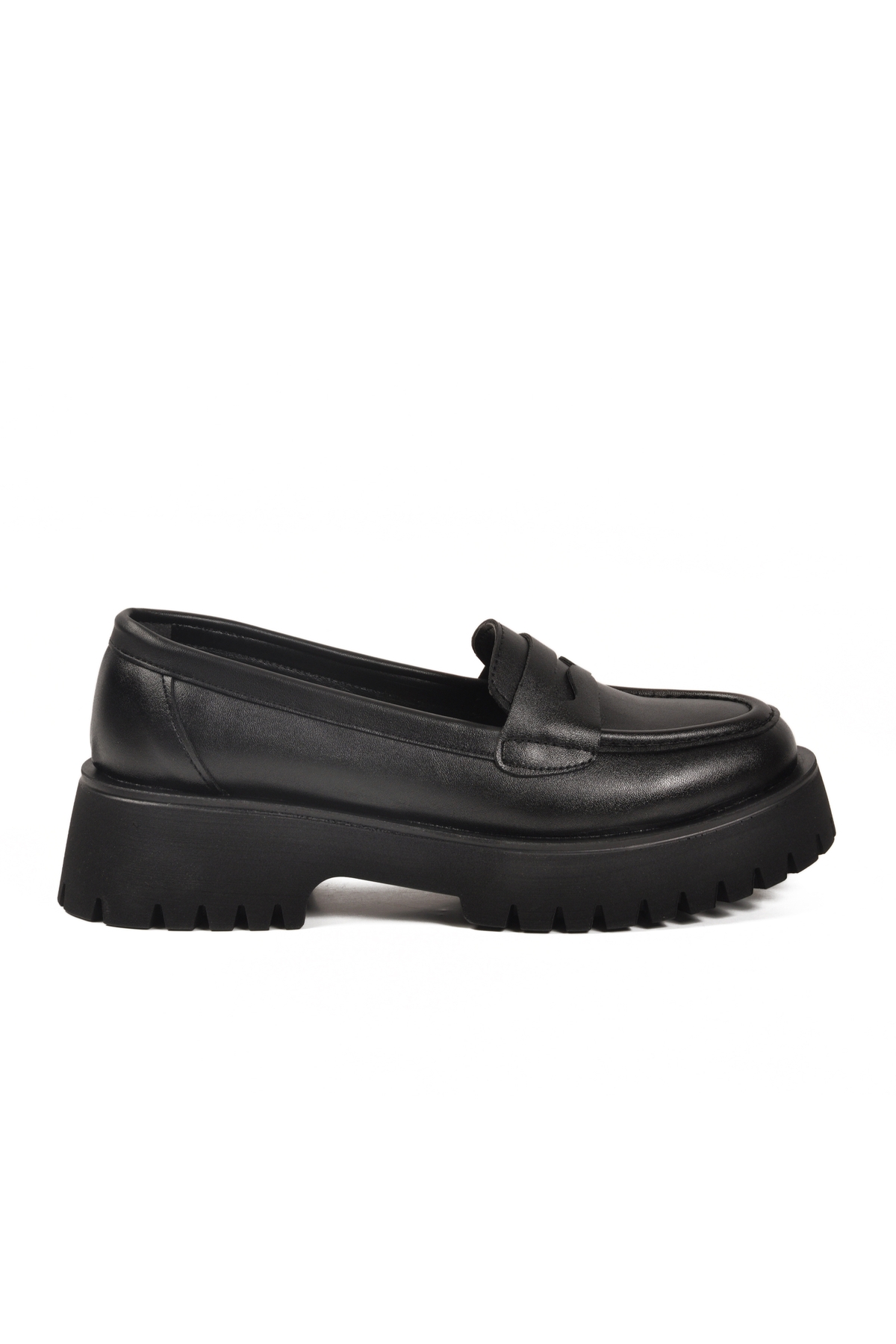 Siyah Cilt Kalın Taban Kadın Casual Ayakkabı 572453 Z - Görsel 3