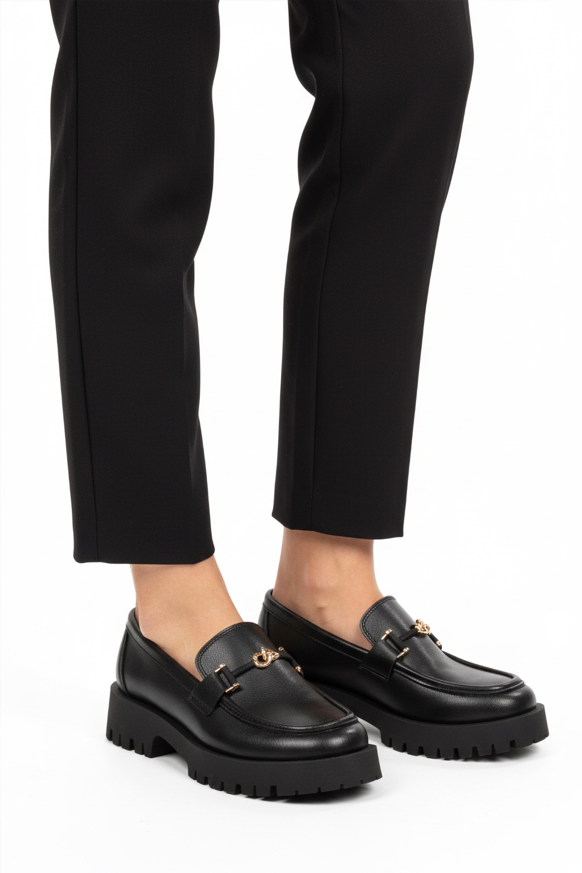 Siyah Cilt Kalın Taban Kadın Casual Ayakkabı 547825 Z - Görsel 2
