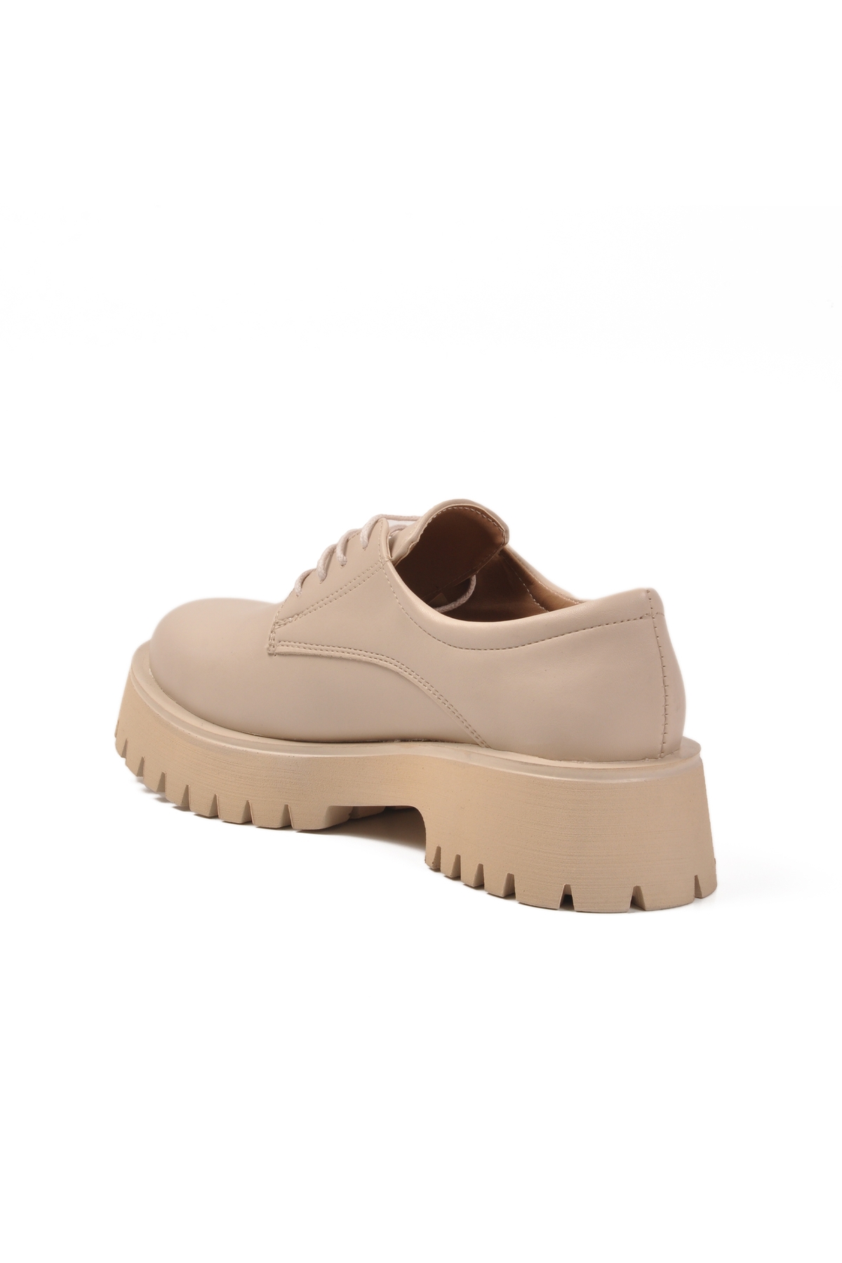 Bej Cilt Kalın Taban Kadın Casual Ayakkabı 572451 Z - Görsel 5