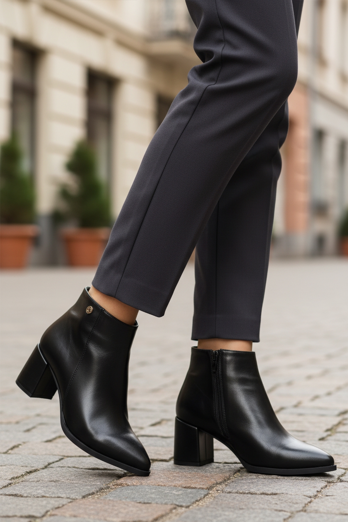 Siyah İçi Kürklü Soğuğa Dirençli Topuklu Kadın Bot PC-54984 Z - Görsel 4