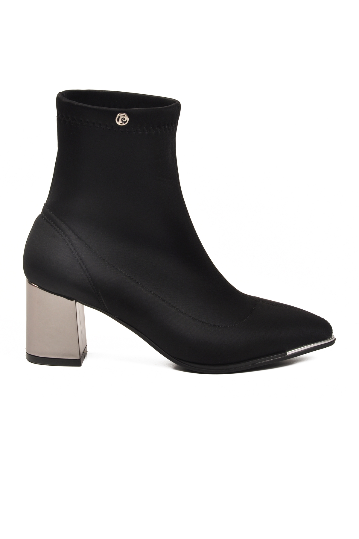 Siyah Streç Bilek Üstü Hafif Sivri Burun Topuklu Kadın Bot PC-54967 Z - Görsel 3