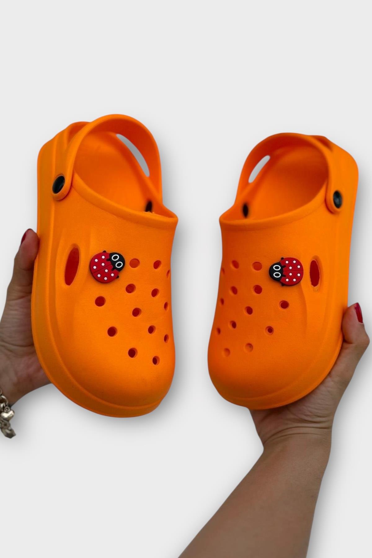 Kadın Comfort Uğur Böceği Tokalı Medikal Hemşire Sabo Terlik TURUNCU - Görsel 8