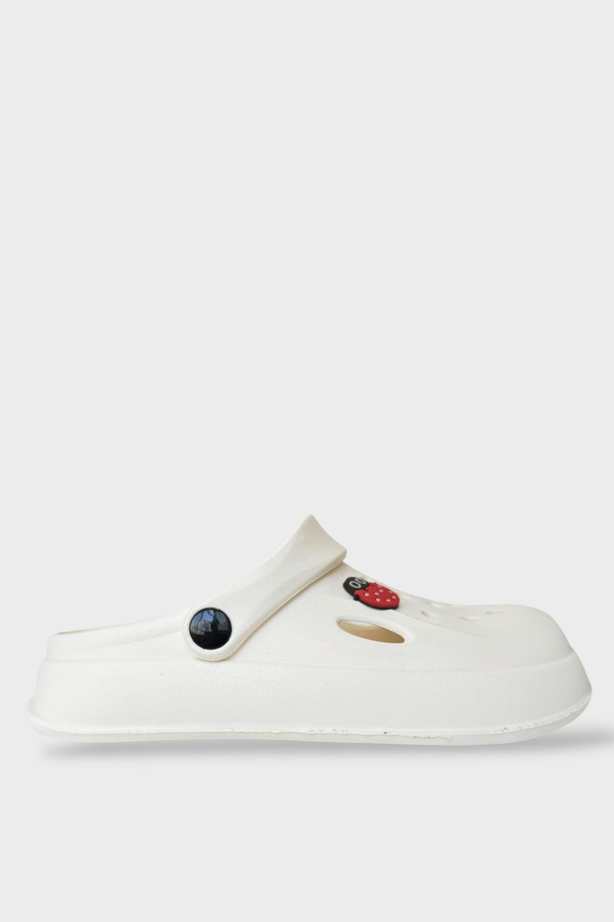 Kadın Comfort Uğur Böceği Tokalı Medikal Hemşire Sabo Terlik KREM - Görsel 2