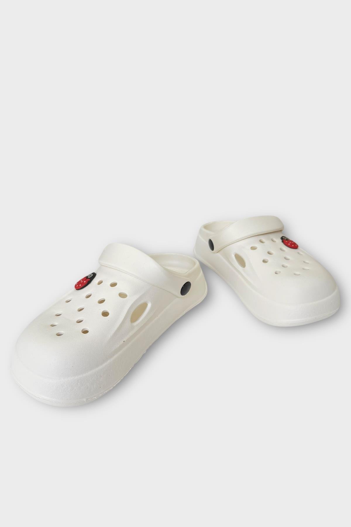 Kadın Comfort Uğur Böceği Tokalı Medikal Hemşire Sabo Terlik KREM - Görsel 5