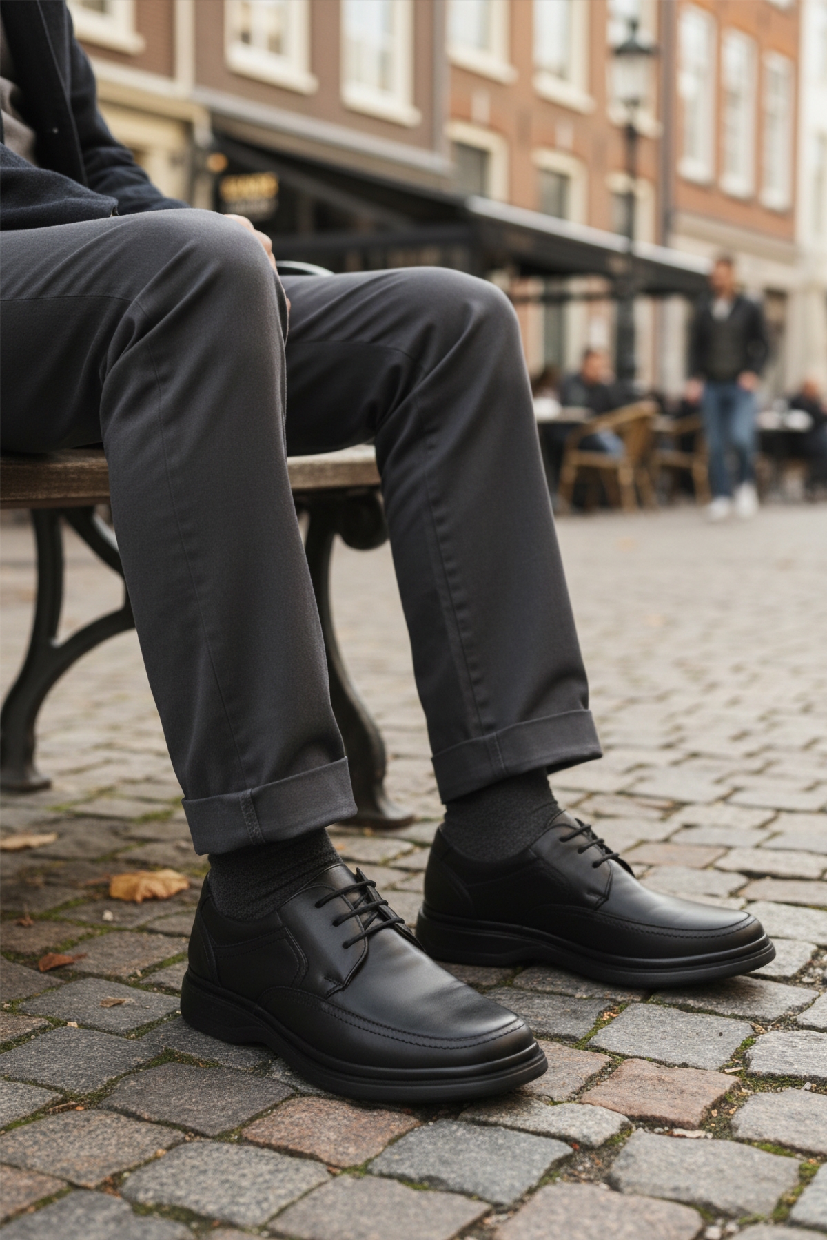 Siyah Hakiki Deri Erkek Casual Ayakkabı DSN 2038 M - Görsel 4