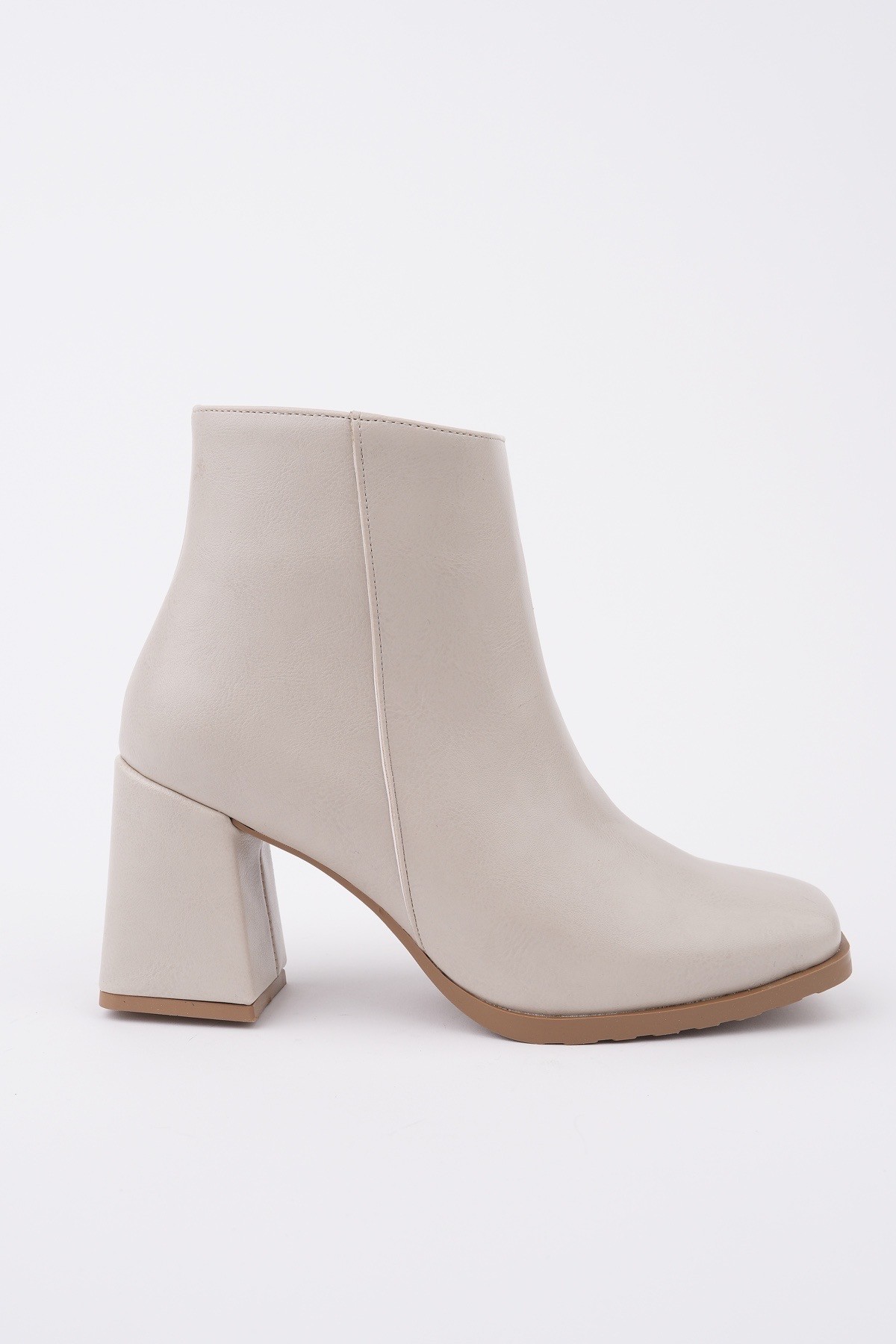 DİVİNA Küt Burun Kalın Topuklu Fermuarlı Kadın Bot - Görsel 2