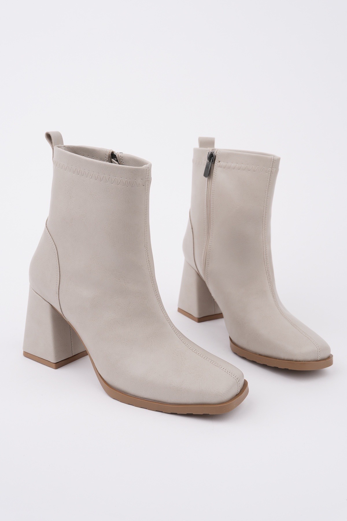 LUCİE Küt Burun Kalın Topuklu Fermuarlı Kadın Bot - Görsel 2