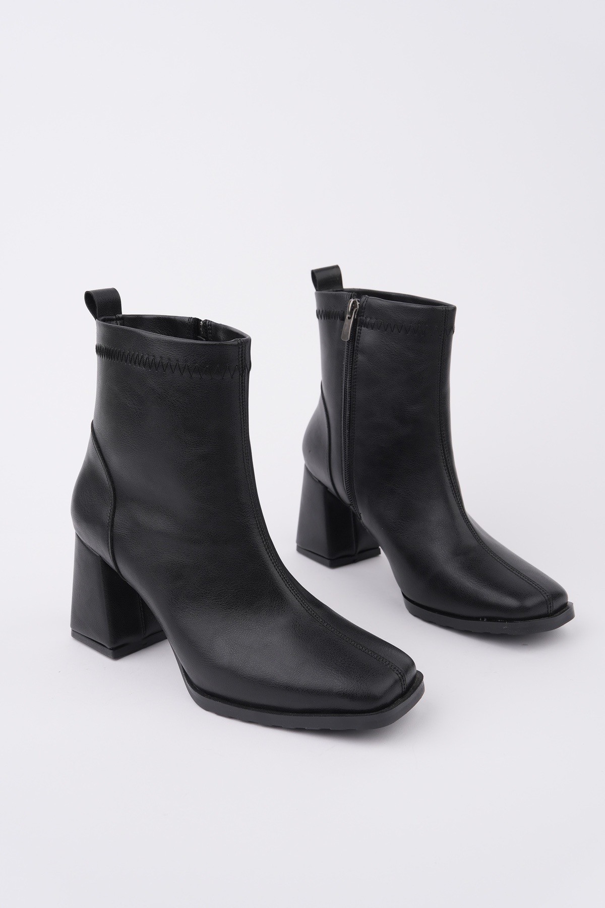 LUCİE Küt Burun Kalın Topuklu Fermuarlı Kadın Bot - Görsel 3