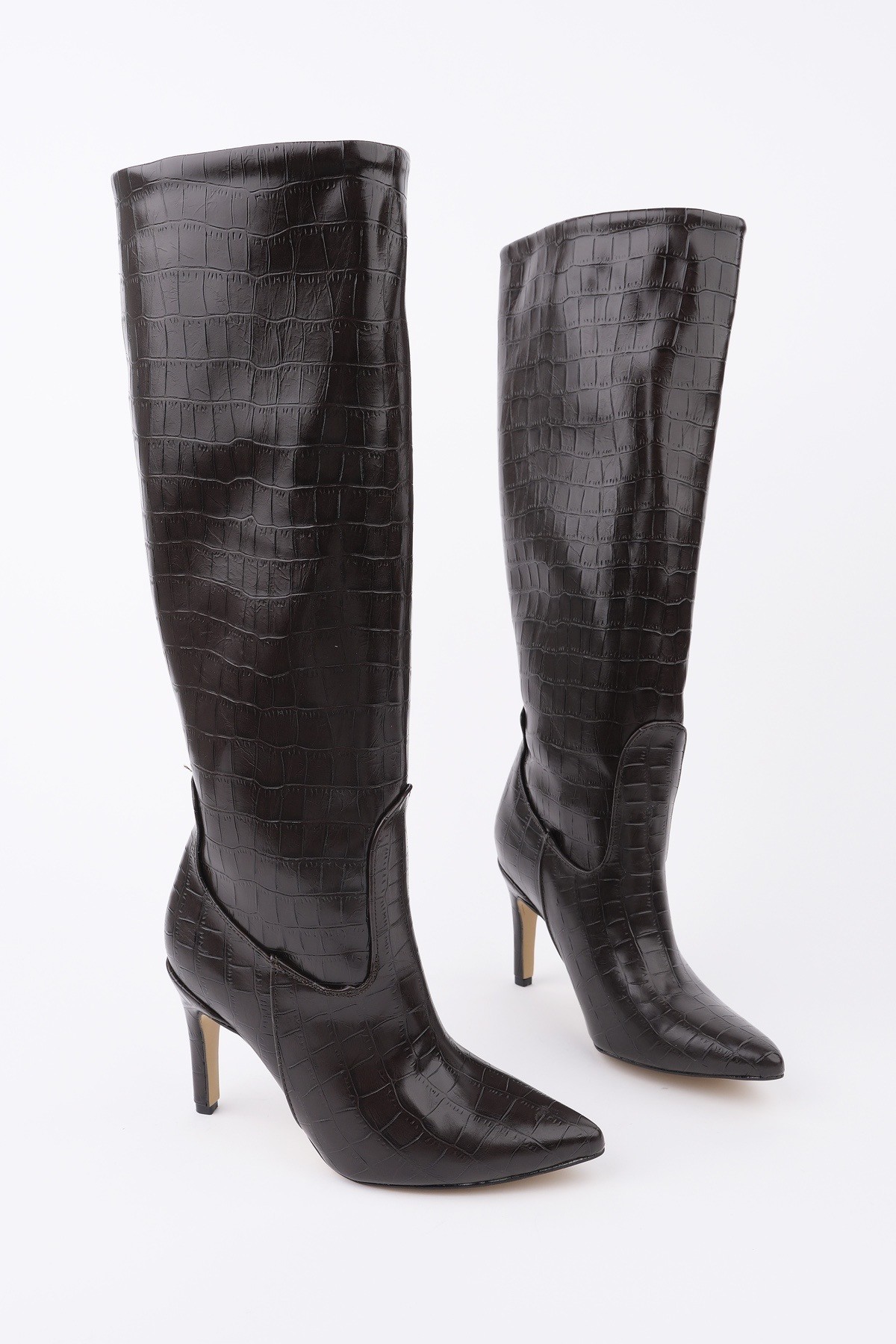 CLARİSSA Sivri Burun Kroko Desenli İnce Topuklu Kadın Çizme - Görsel 2