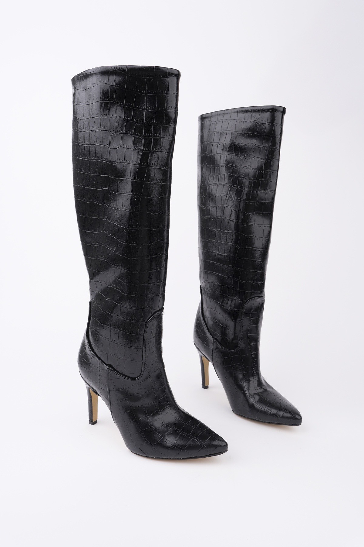 CLARİSSA Sivri Burun Kroko Desenli İnce Topuklu Kadın Çizme - Görsel 2