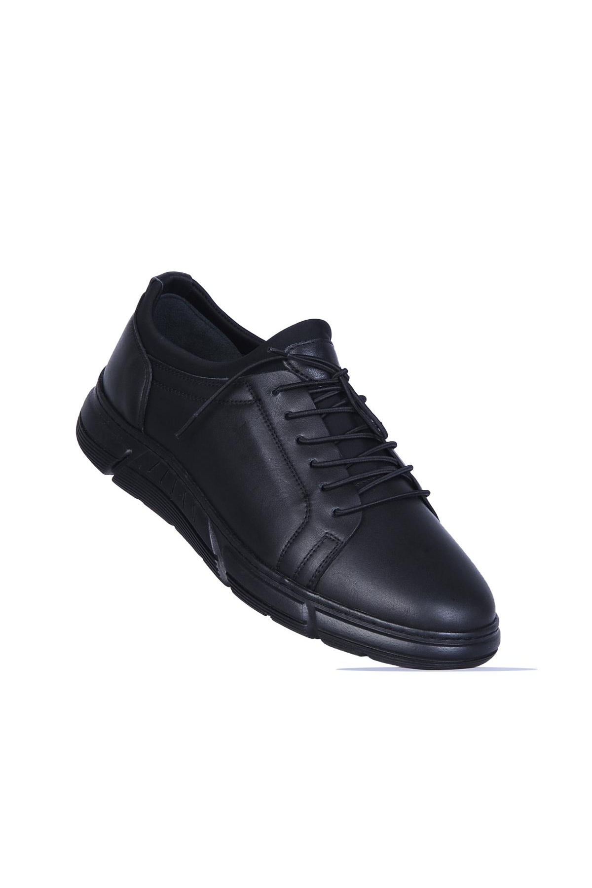 4249 Siyah Kauçuk %100 Deri Erkek Casual Ayakkabı - Görsel 2