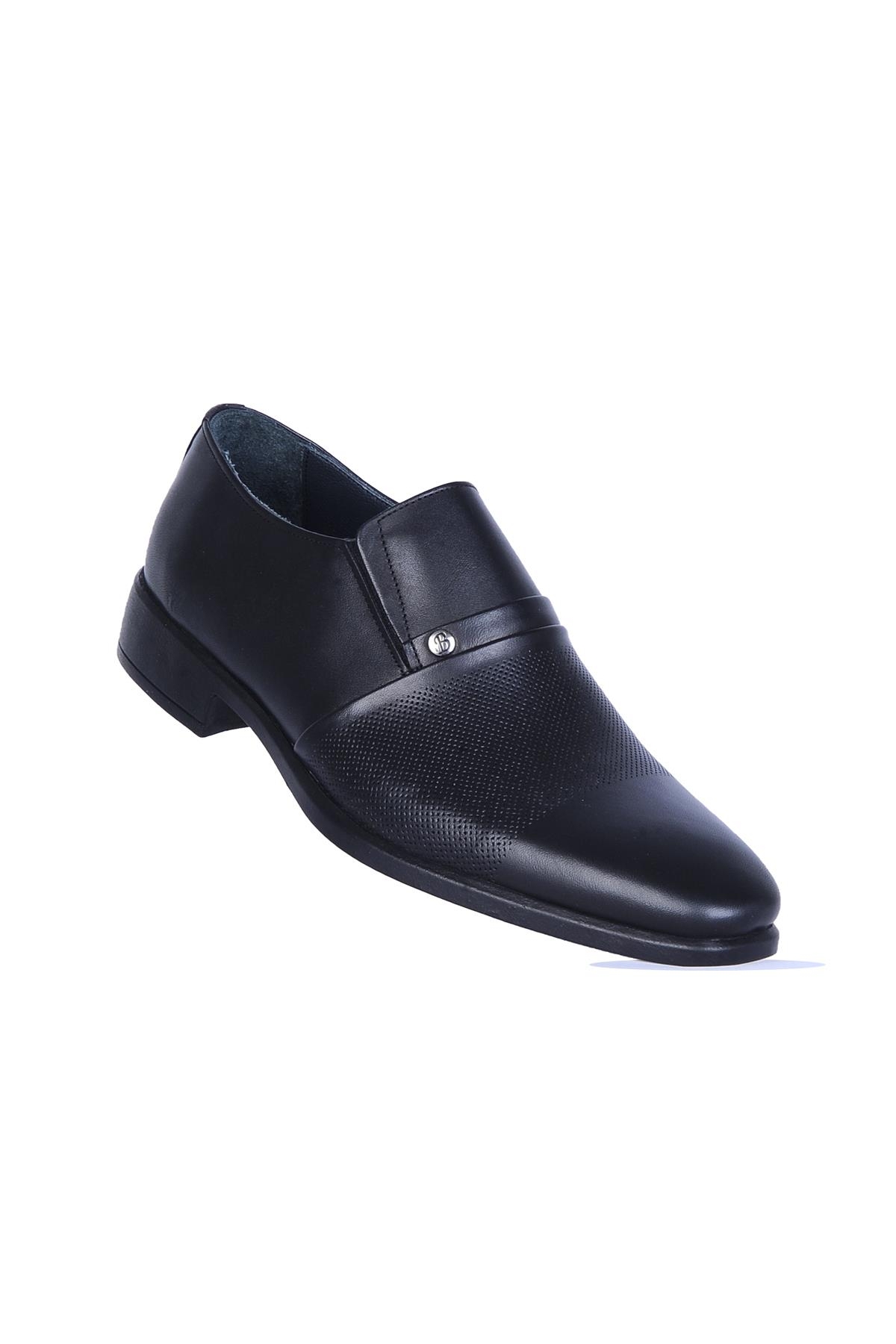 1902 Siyah Kauçuk %100 Deri Erkek Klasik Ayakkabı - Görsel 2