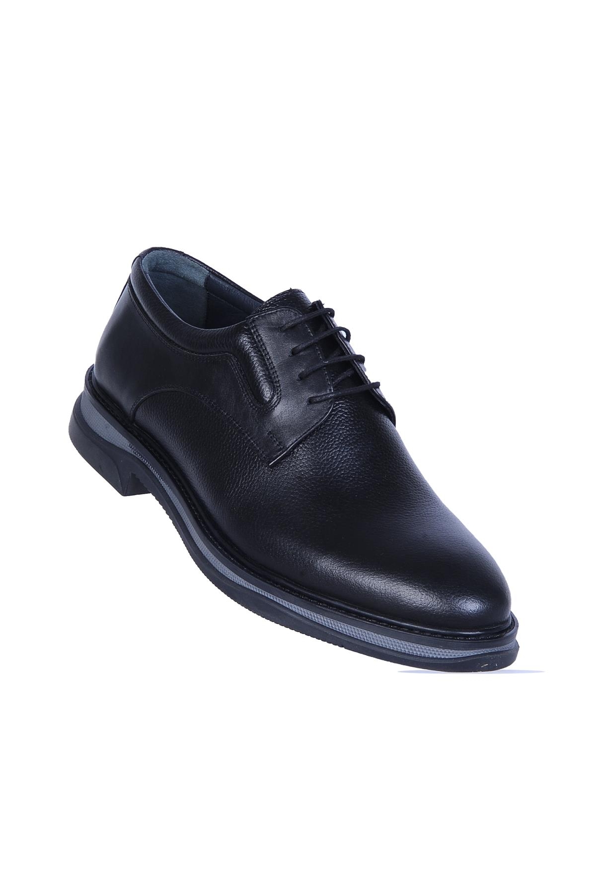 1951 Siyah Kauçuk %100 Deri Erkek Klasik Ayakkabı - Görsel 2