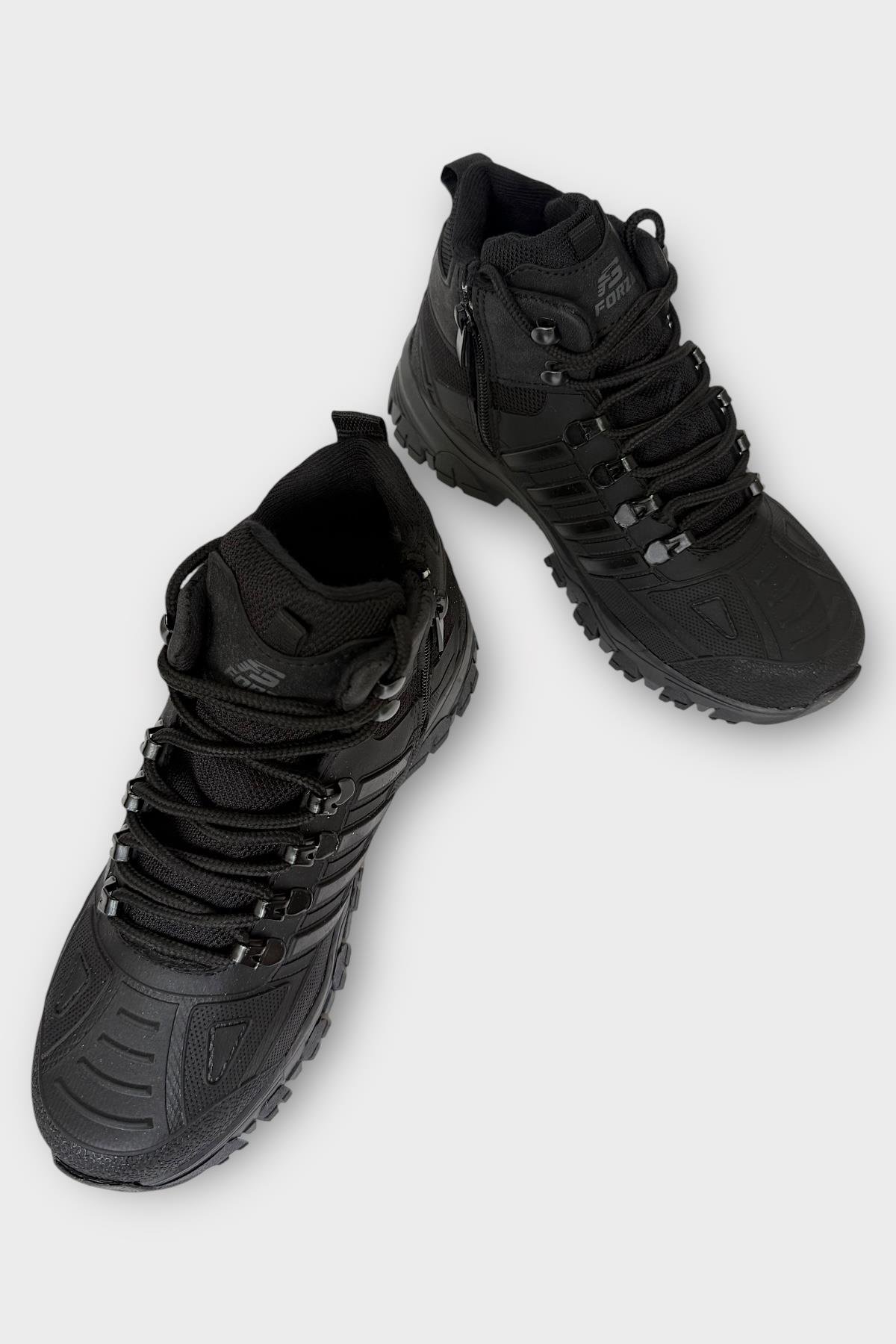 Unısex Soğuk Geçirmez Fermuarlı Trekking &amp; Outdoor Bot SİYAH - Görsel 4