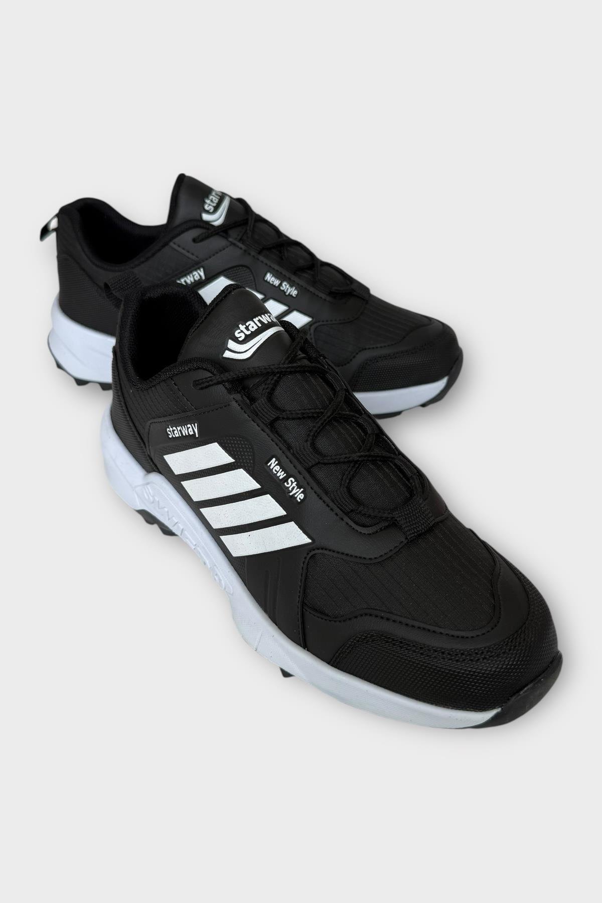 Erkek Soğuk Geçirmez Spor Outdoor Trekking Bot Ayakkabı SİYAH - BEYAZ - Görsel 3