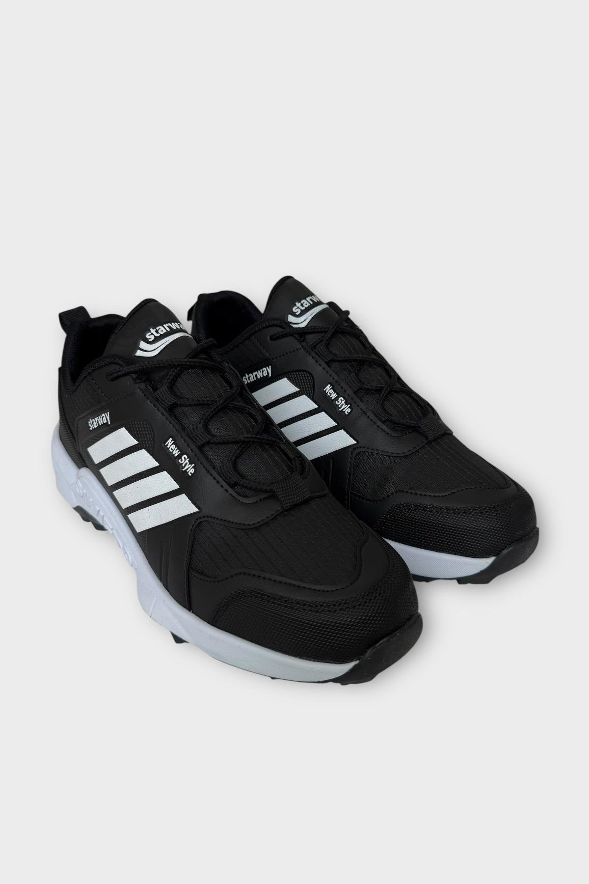 Erkek Soğuk Geçirmez Spor Outdoor Trekking Bot Ayakkabı SİYAH - BEYAZ - Görsel 5