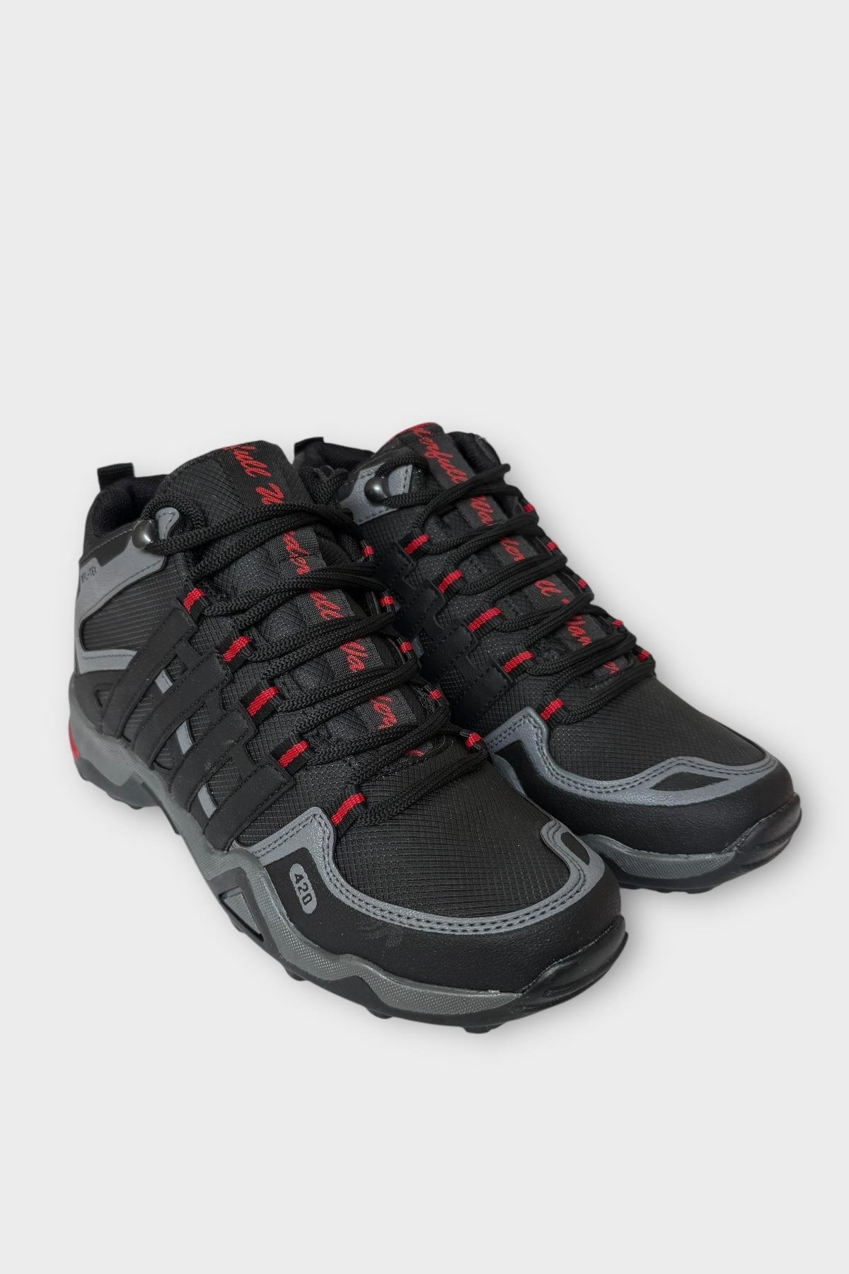 Erkek Kışlık Trekking Spor Bot SİYAH - KIRMIZI - Görsel 4