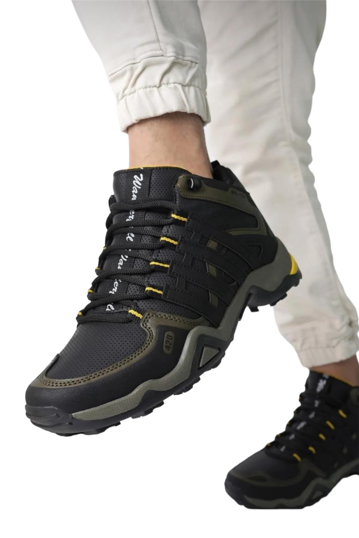 Erkek Kışlık Trekking Spor Bot HAKİ - SARI - Görsel 2