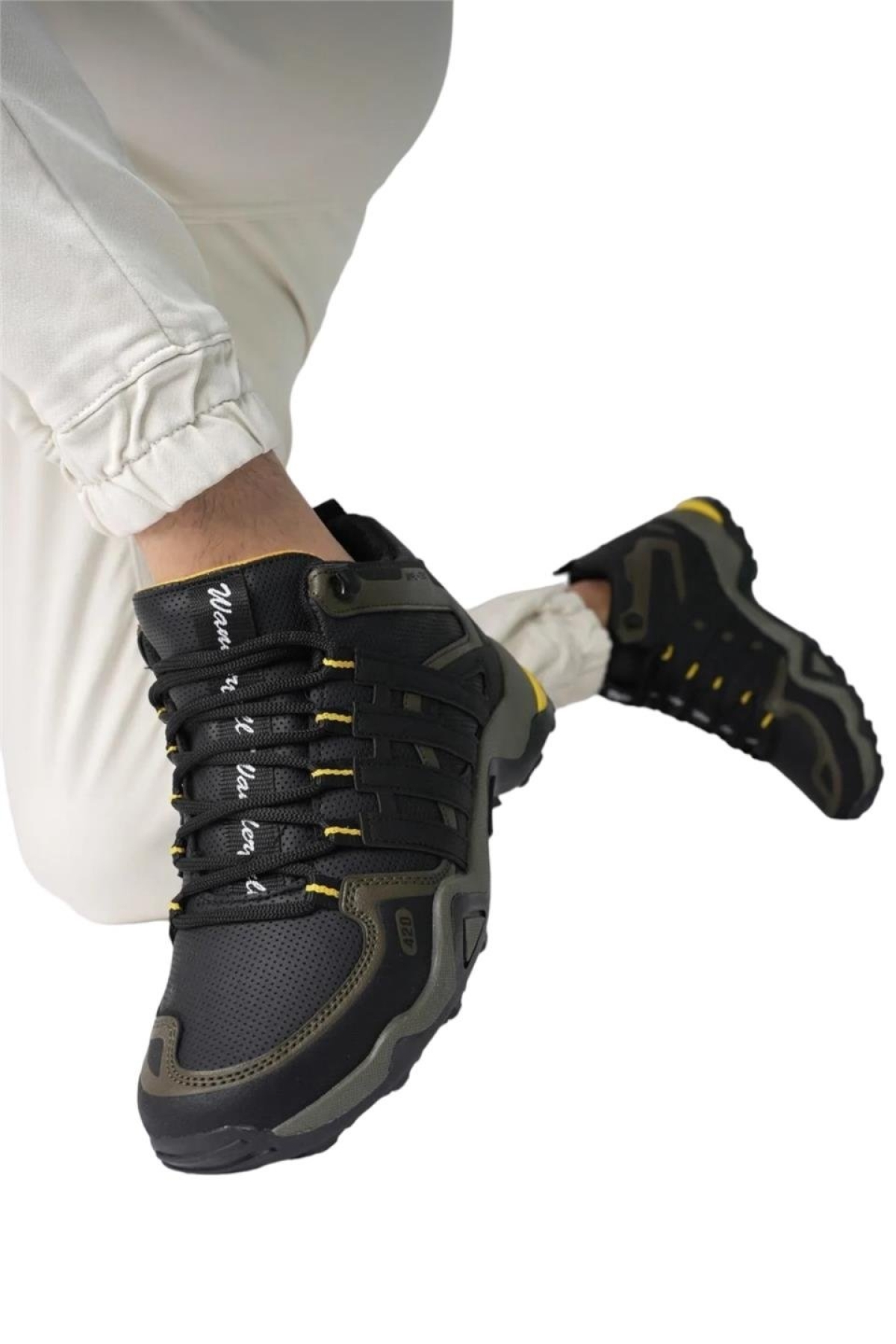 Erkek Kışlık Trekking Spor Bot HAKİ - SARI - Görsel 5