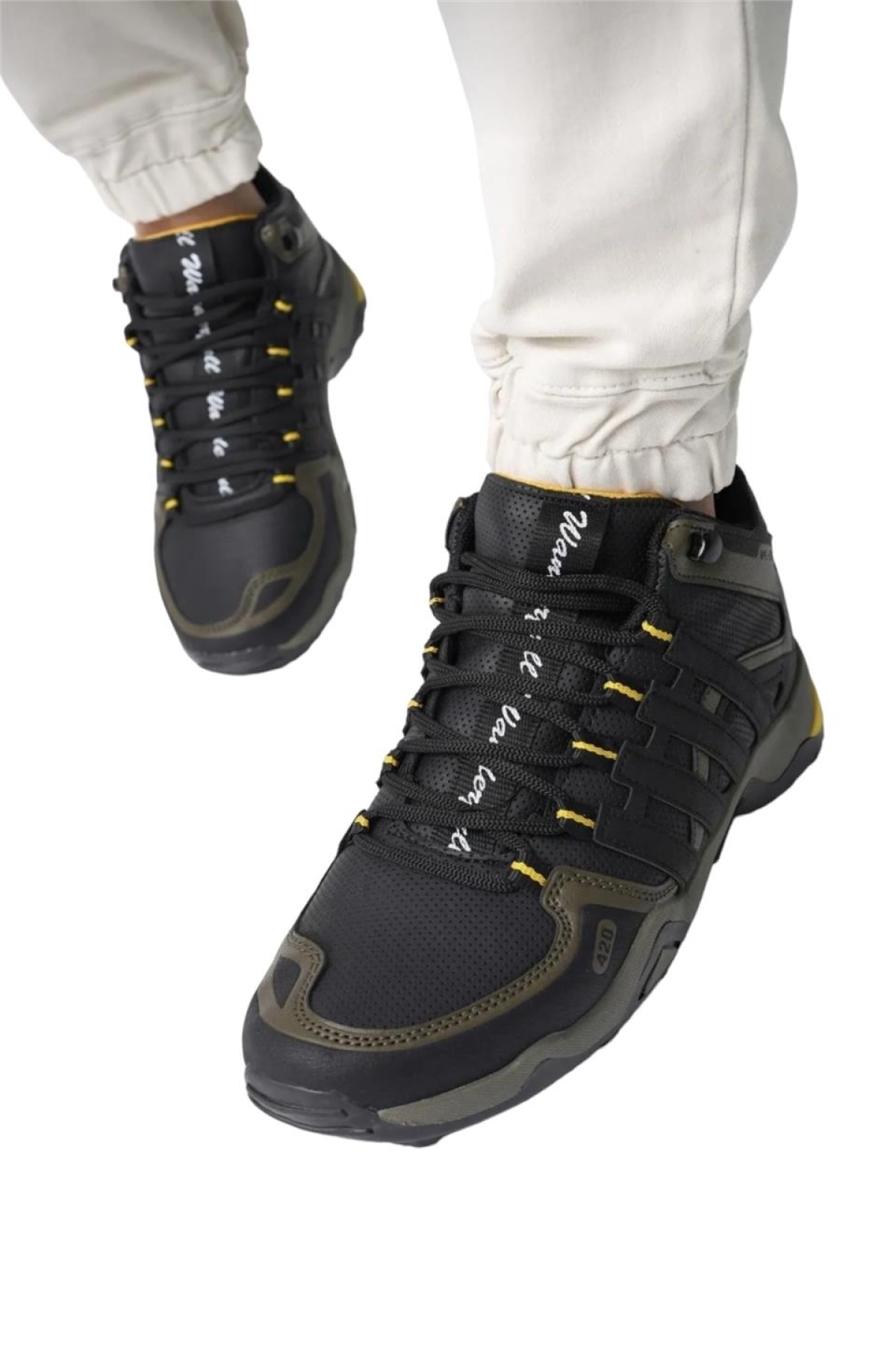 Erkek Kışlık Trekking Spor Bot HAKİ - SARI - Görsel 6