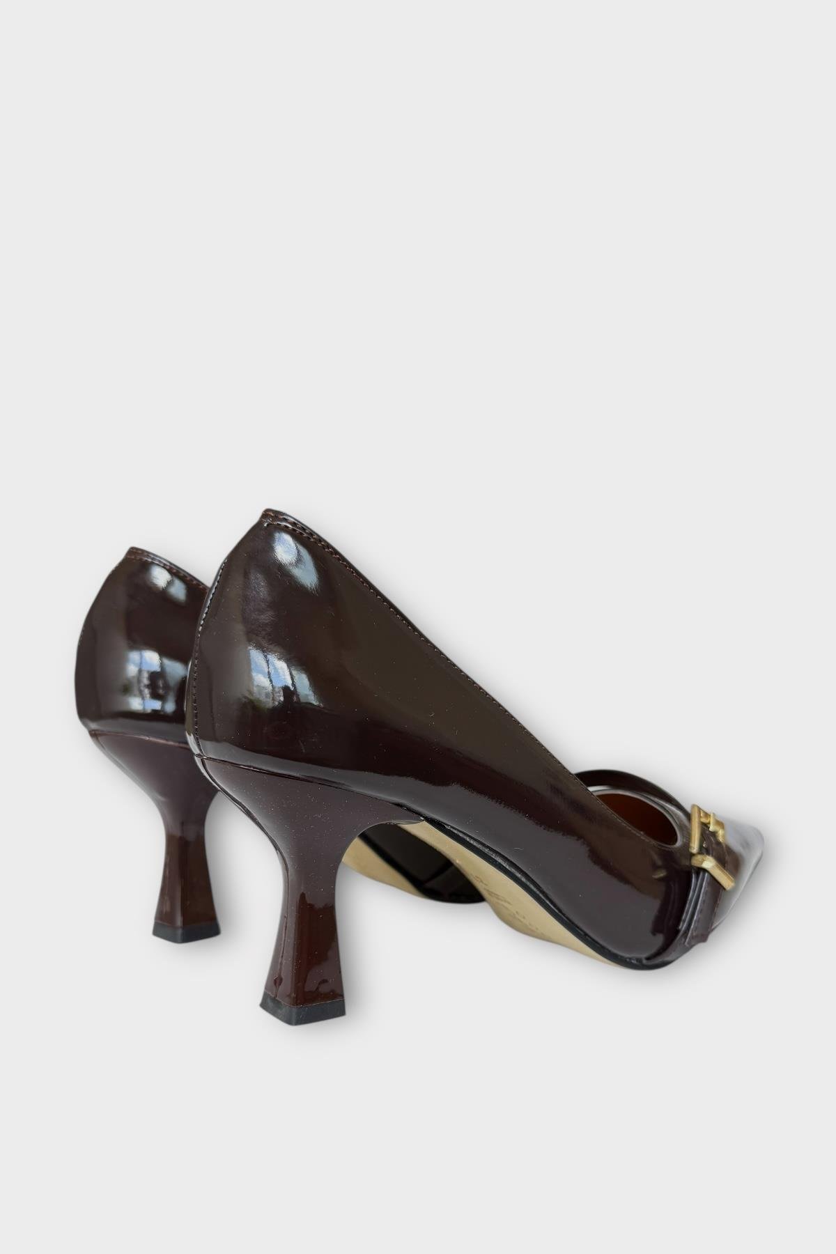 Kadın Tek Bant Tokalı Sivri Burun Topuklu Ayakkabı KAHVERENGİ - Görsel 6