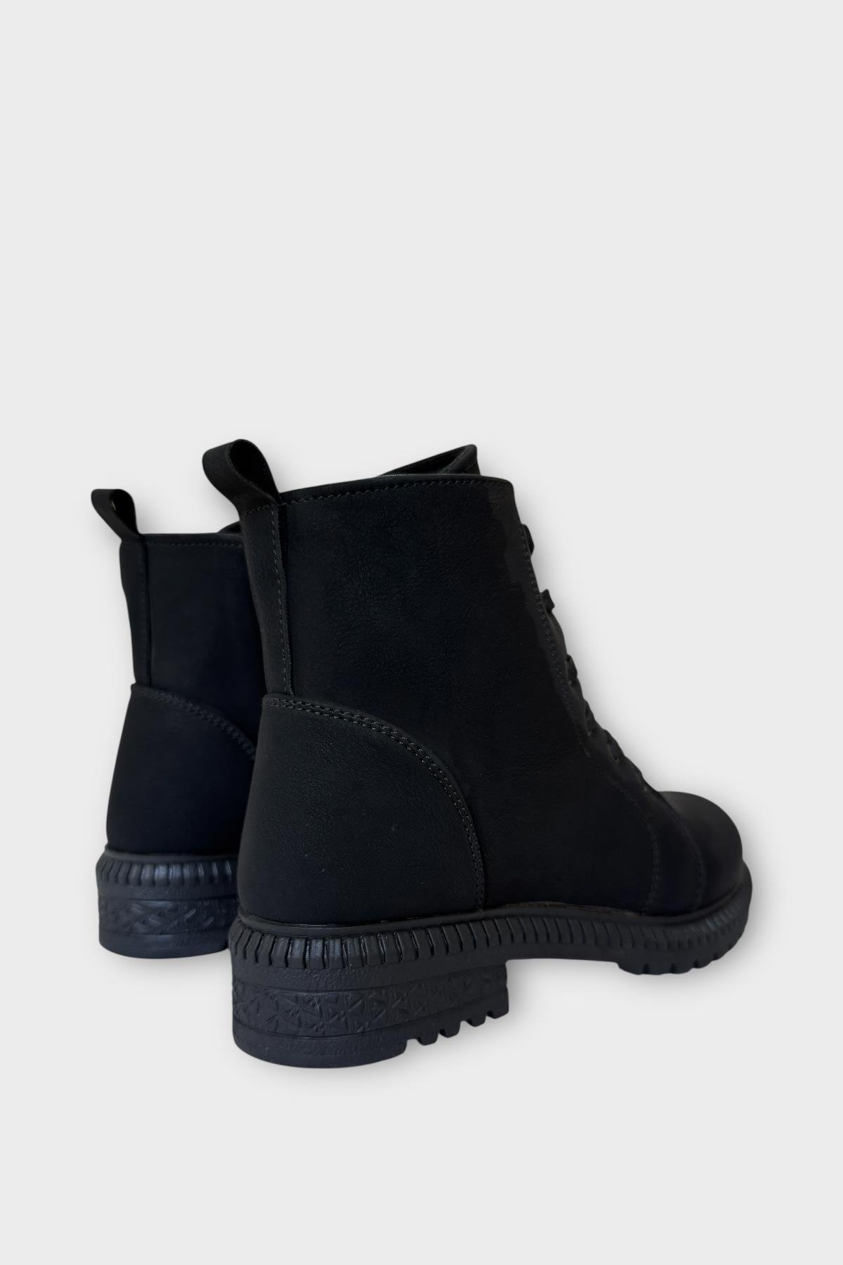 Kadın Termo Taban Fermuarlı Bağcıklı Bot SİYAH - FÜME - Görsel 7