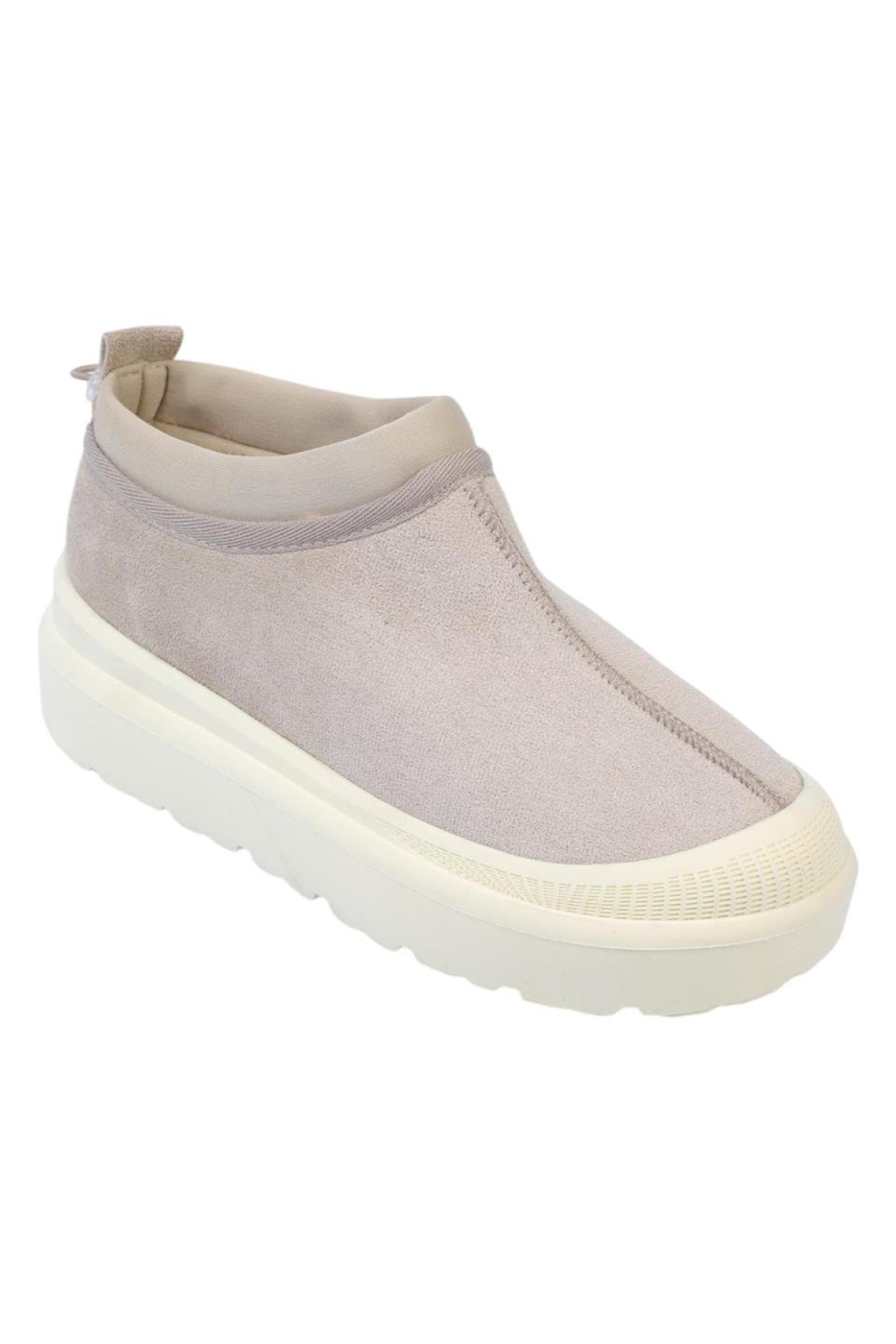 Süet Kalın Taban İçi Kürklü Arkadan Lastikli Kadın Bot BEJ - Görsel 3