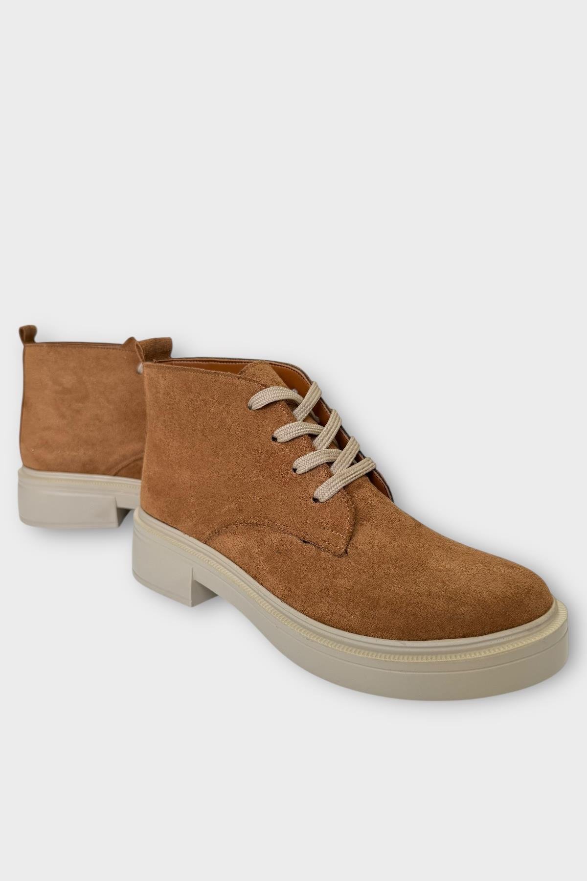 Kadın Nubuk Bağcıklı Yüksek Kauçuk Taban Bot TARÇIN - Görsel 3
