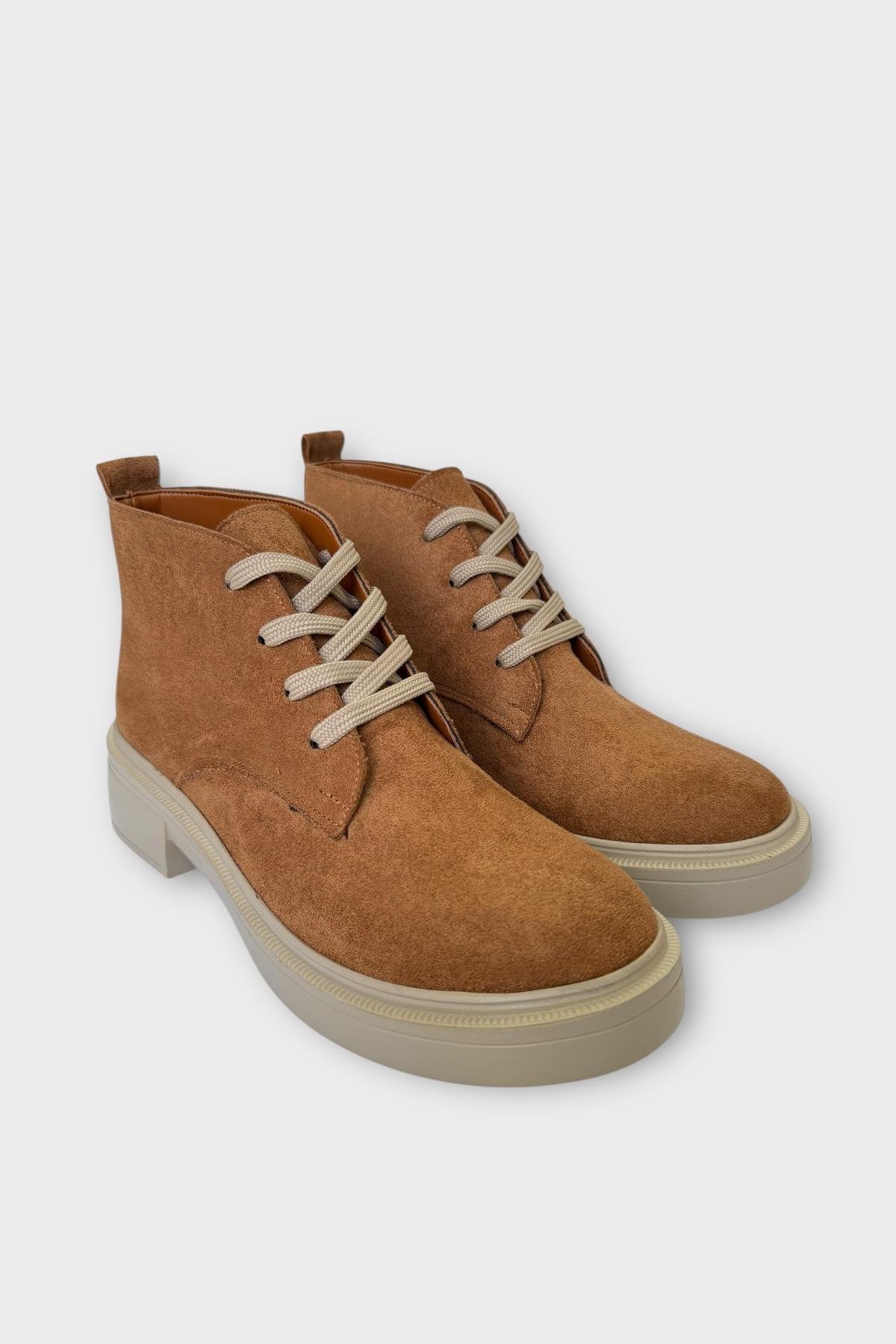 Kadın Nubuk Bağcıklı Yüksek Kauçuk Taban Bot TARÇIN - Görsel 4