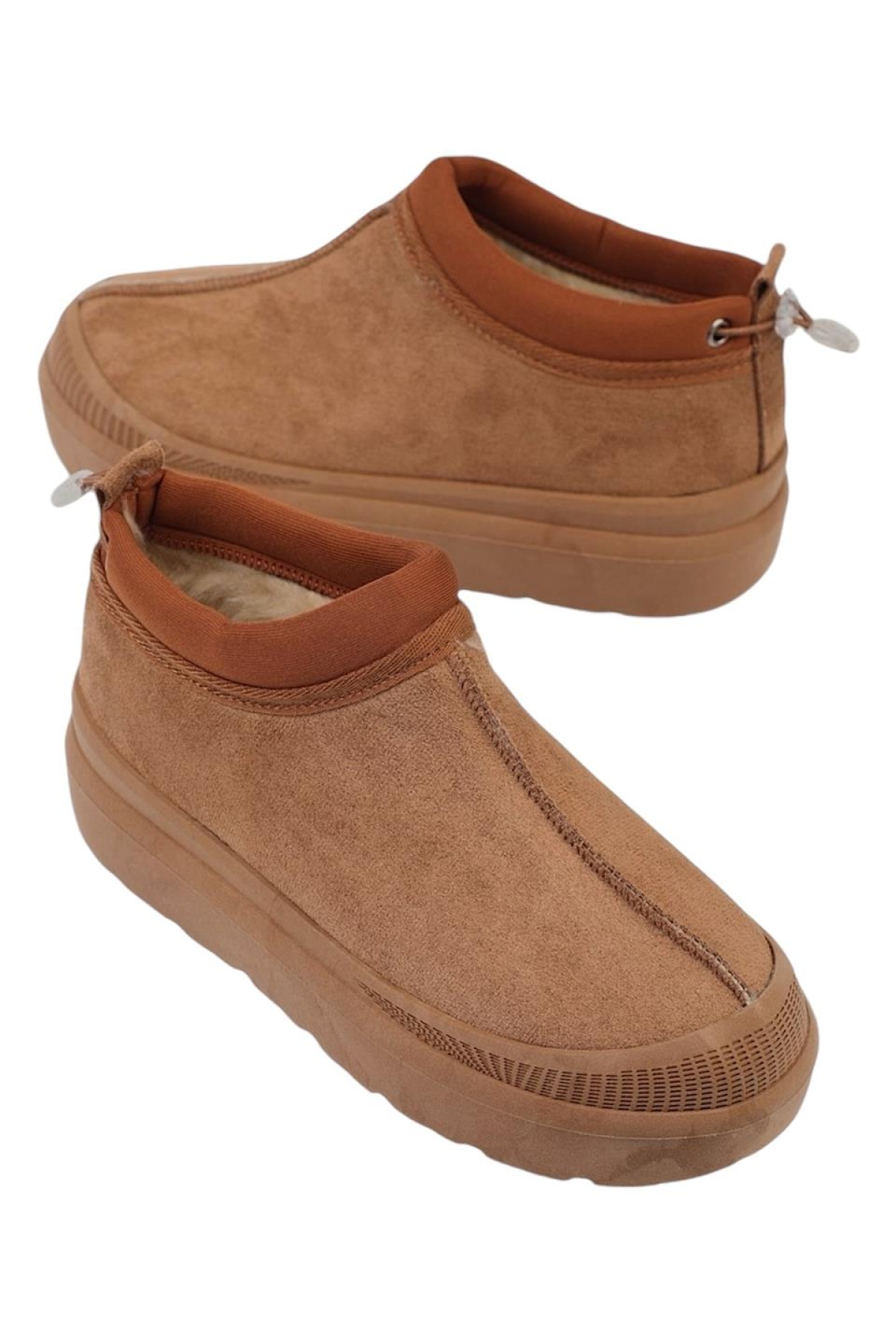 Süet Kalın Taban İçi Kürklü Arkadan Lastikli Kadın Bot TABA - Görsel 4