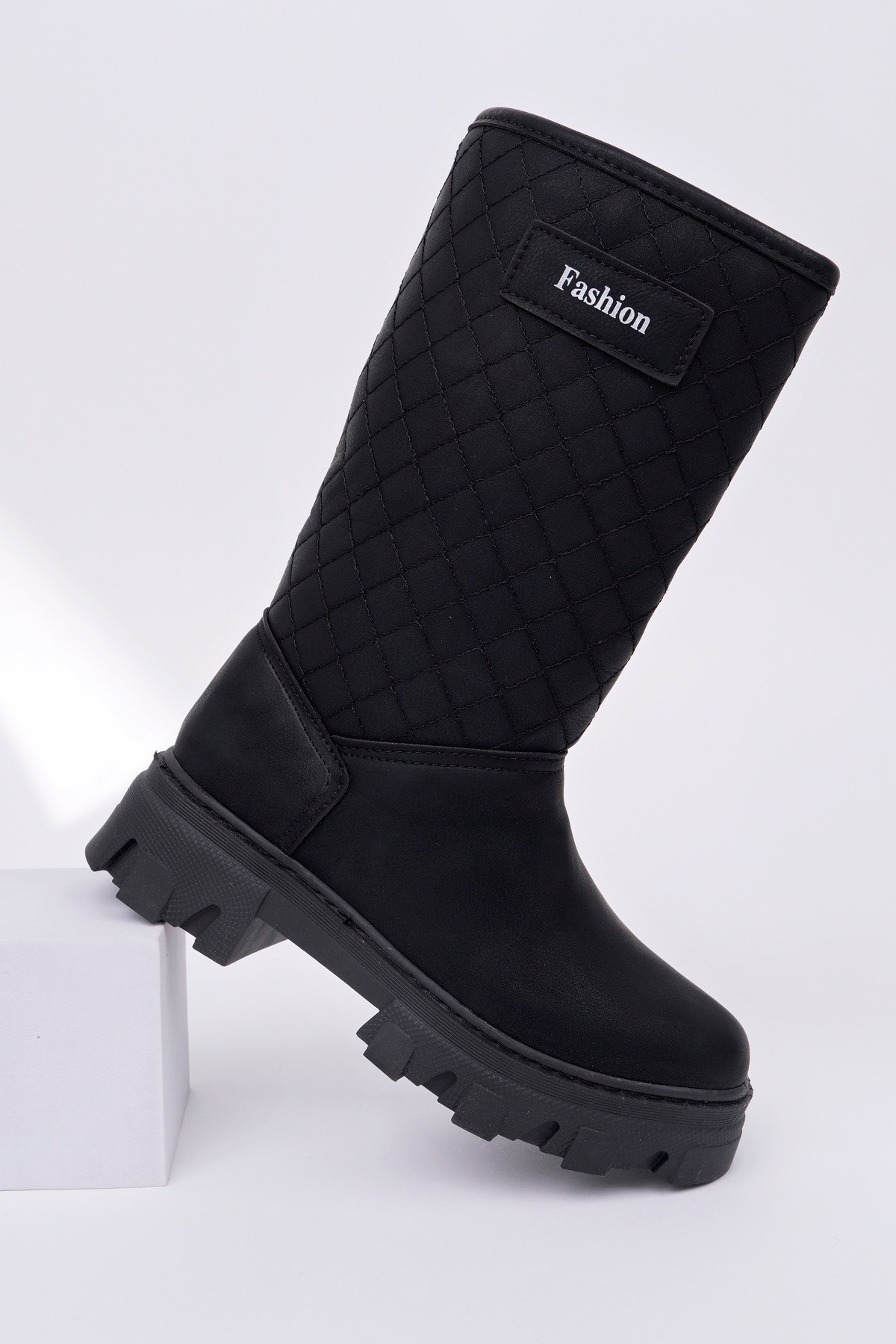 2155Ç UZUN SİYAH FERMUARLI KÜRKLÜ ÇİZME - Görsel 2