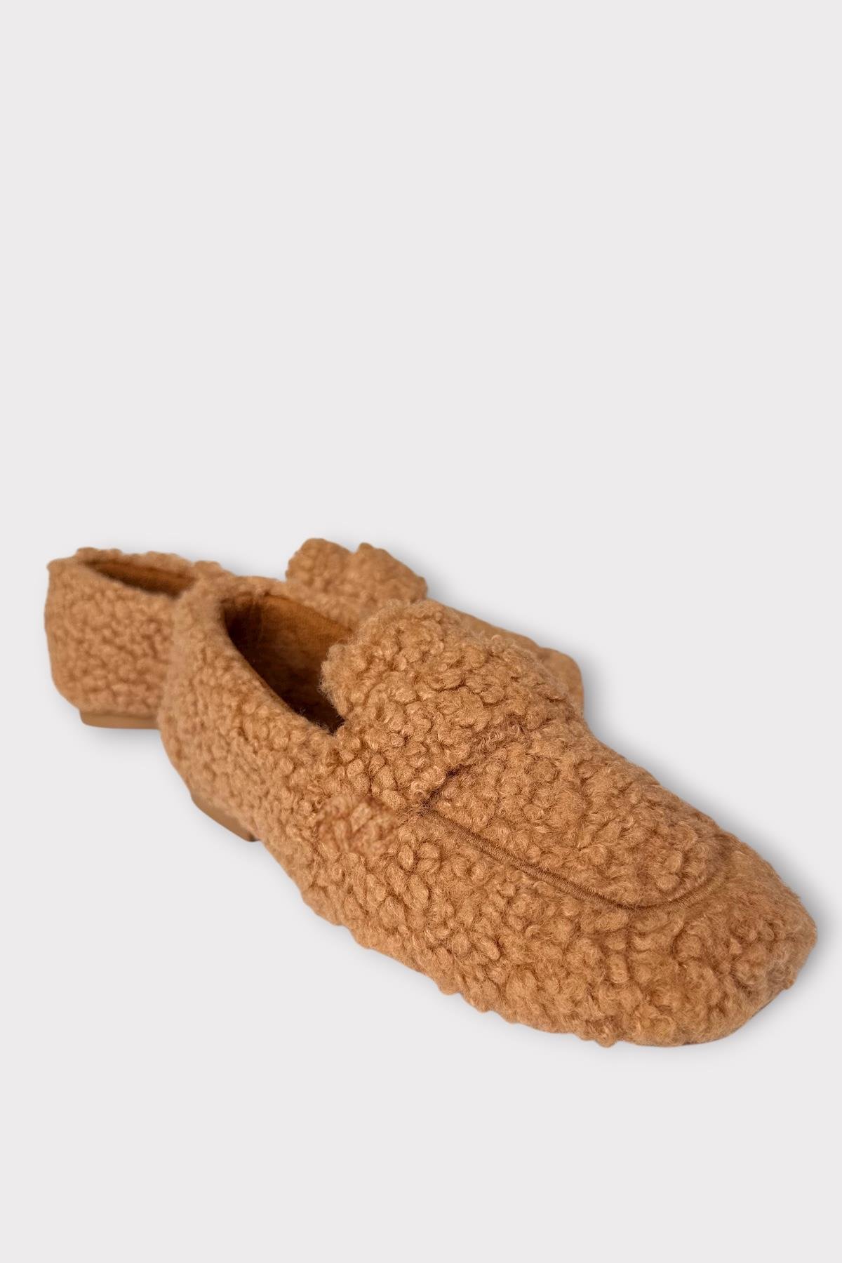 Ultra Yumuşak Peluş Ses Yapmaz Hafif Taban Ev Babeti Kadın Panduf VİZON - Görsel 3