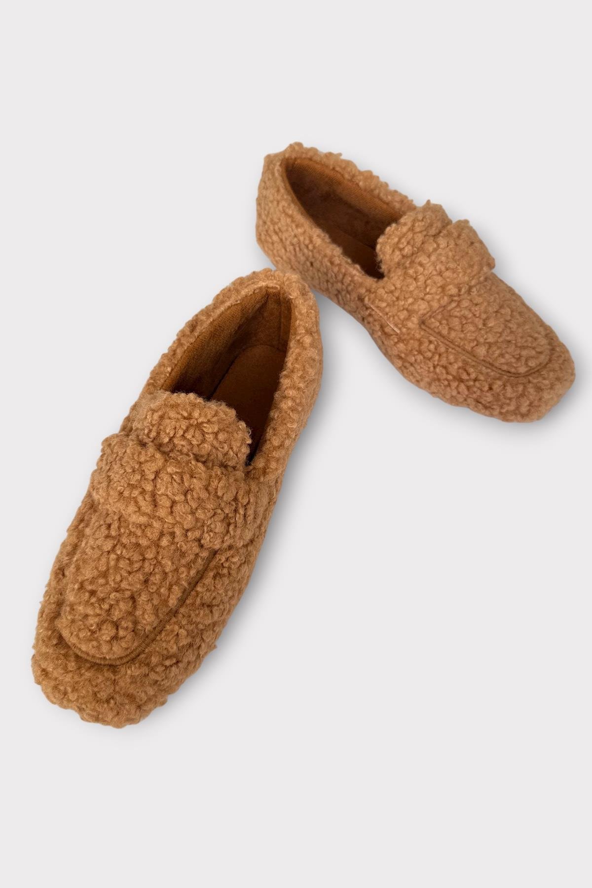 Ultra Yumuşak Peluş Ses Yapmaz Hafif Taban Ev Babeti Kadın Panduf VİZON - Görsel 5