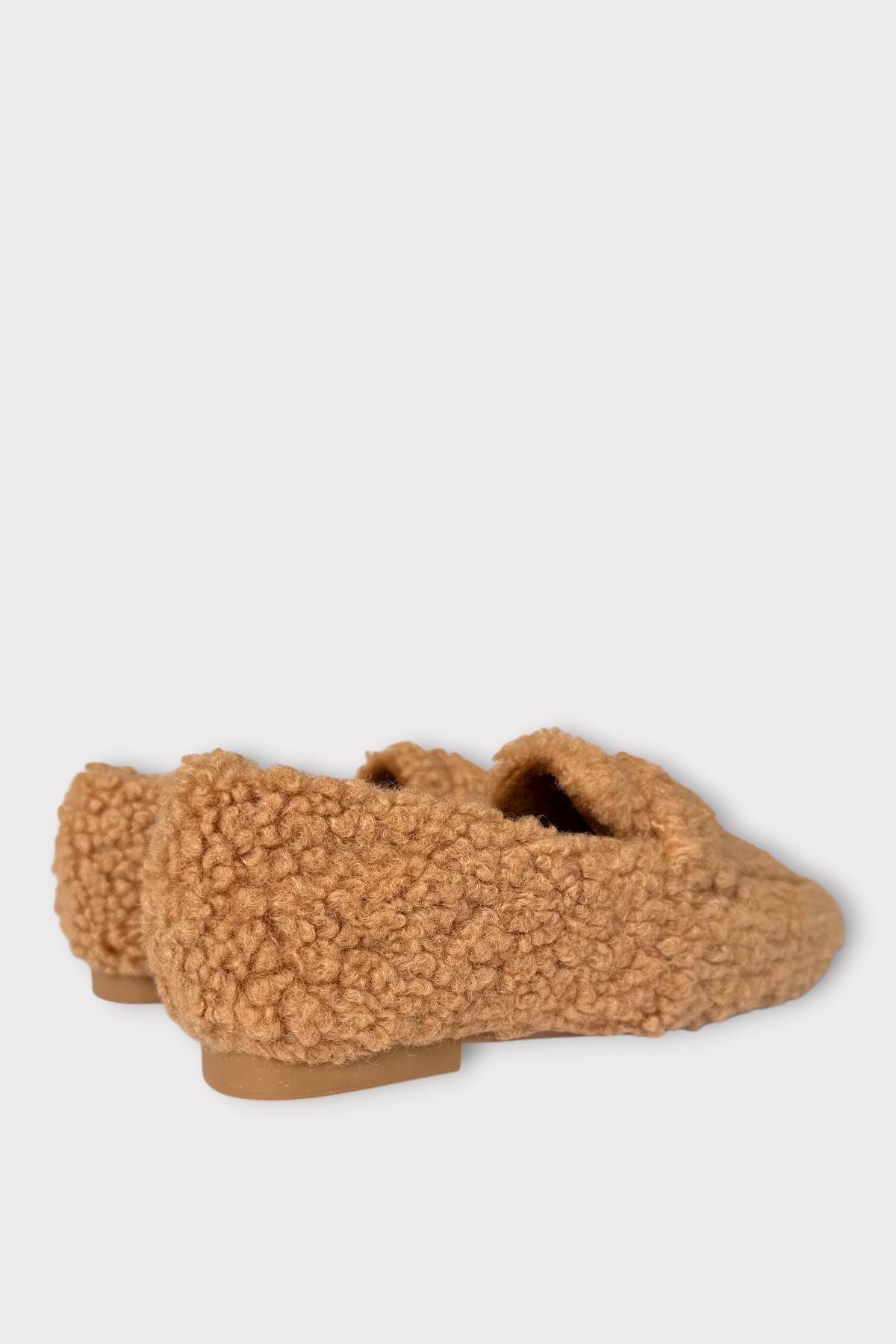 Ultra Yumuşak Peluş Ses Yapmaz Hafif Taban Ev Babeti Kadın Panduf VİZON - Görsel 6