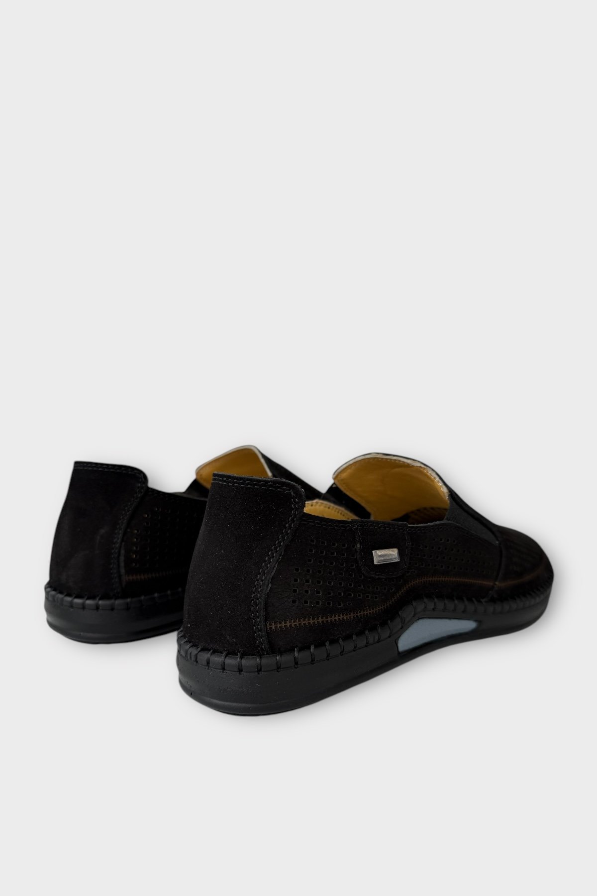 Liger Liger Siyah Erkek Hakiki Deri Ortopedik Yazlık El Yapımı Saraçlı Ayakkabı SİYAH Klasik Ayakkabı | Flo Siyah - 6. görsel