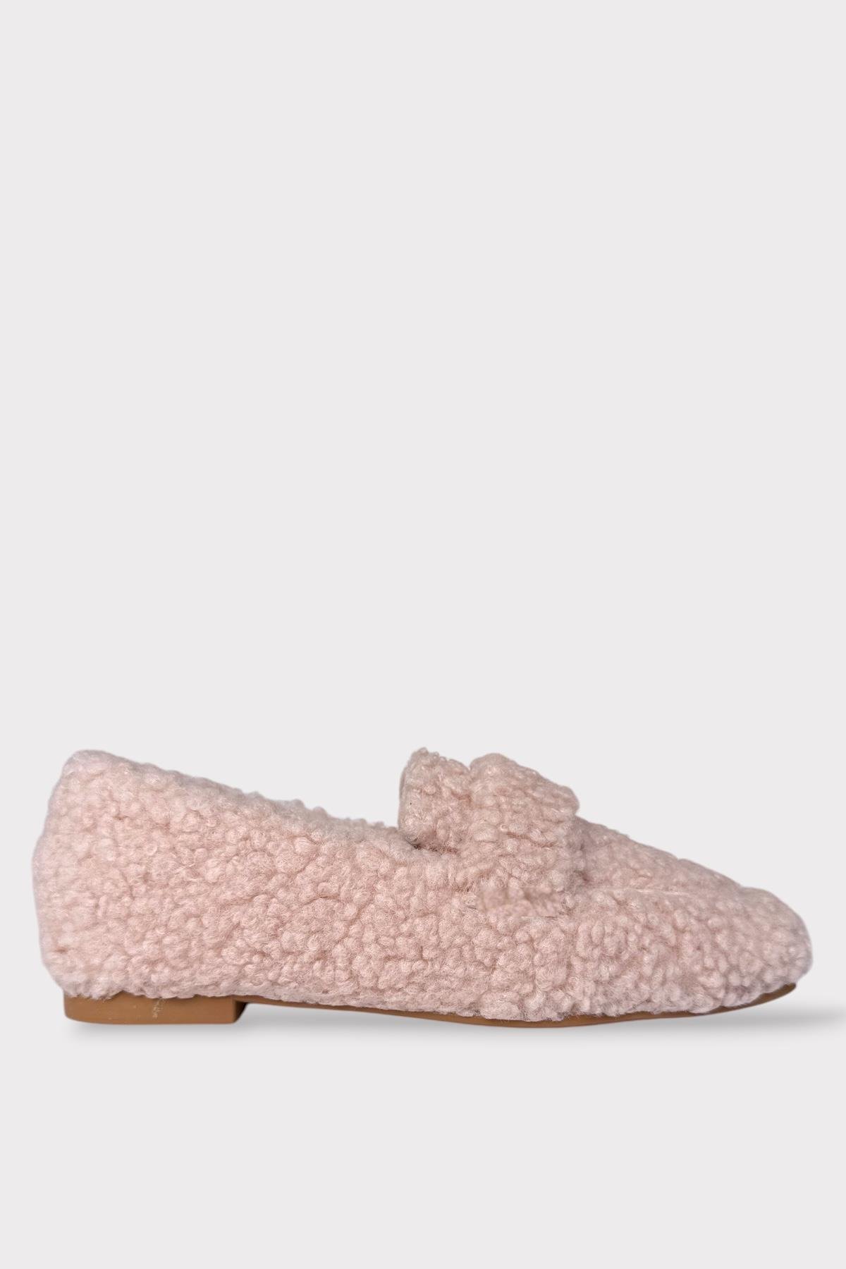 Ultra Yumuşak Peluş Ses Yapmaz Hafif Taban Ev Babeti Kadın Panduf PUDRA - Görsel 2