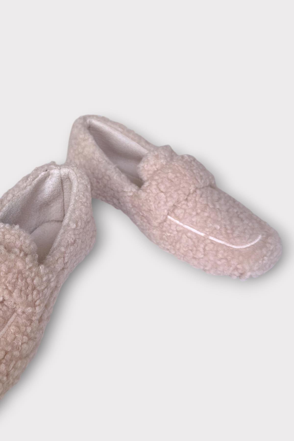 Ultra Yumuşak Peluş Ses Yapmaz Hafif Taban Ev Babeti Kadın Panduf PUDRA - Görsel 5