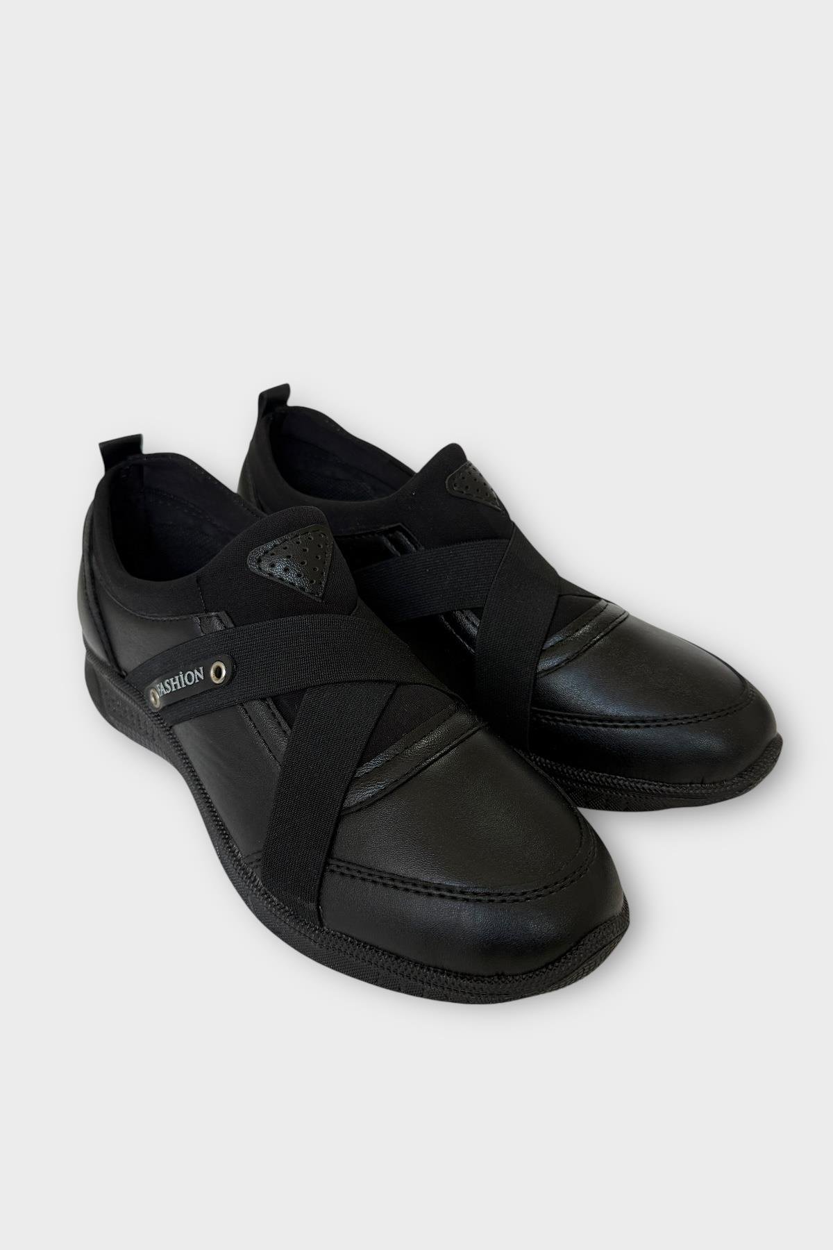 Kadın Ortopedik Comfort Taban Lastik Detay Günlük Ayakkabı SİYAH - Görsel 4