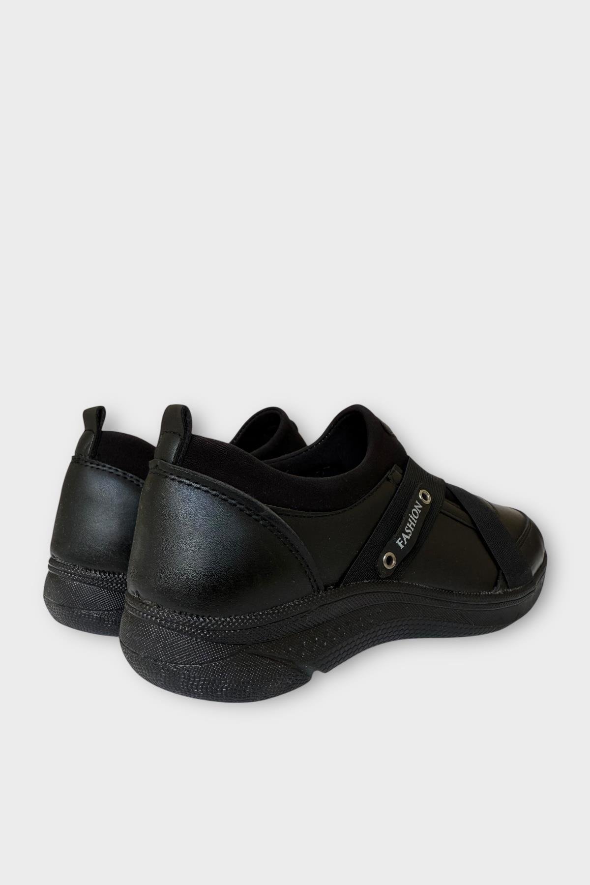 Kadın Ortopedik Comfort Taban Lastik Detay Günlük Ayakkabı SİYAH - Görsel 6