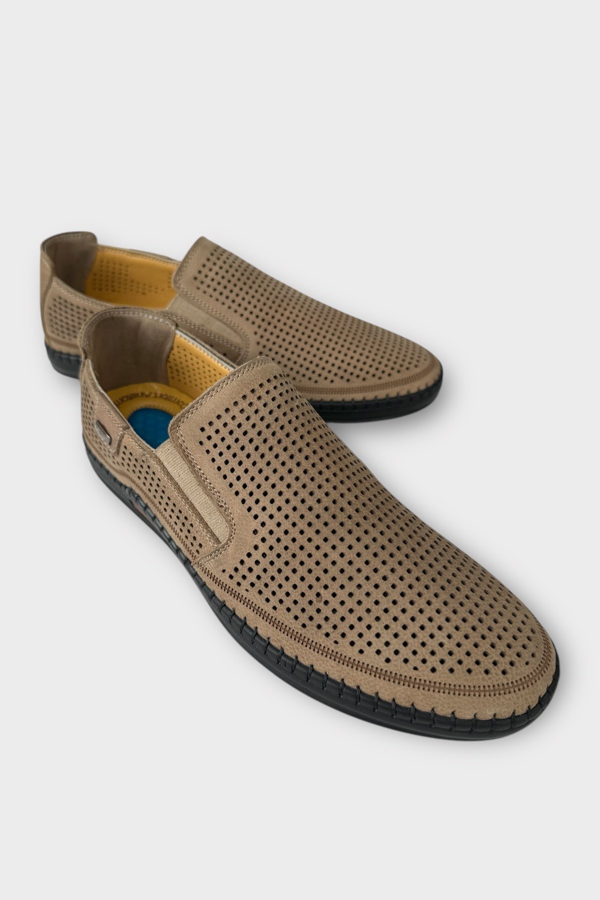 Erkek Hakiki Deri Ortopedik Yazlık El Yapımı Saraçlı Ayakkabı BEJ - Görsel 3